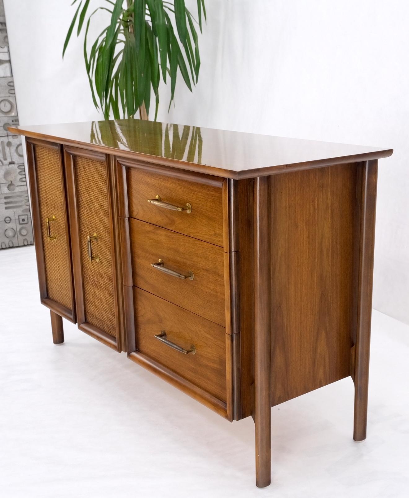 Exposed Sculptural Legs Walnut Three Drawers Two Doors Credenza Server Sideboard For Sale 5