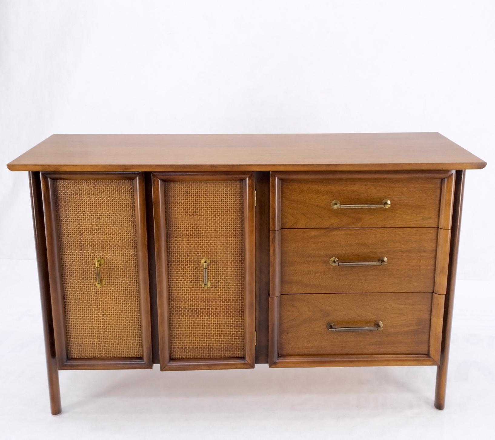 Exposed Sculptural Legs Walnut Three Drawers Two Doors Credenza Server Sideboard For Sale 6
