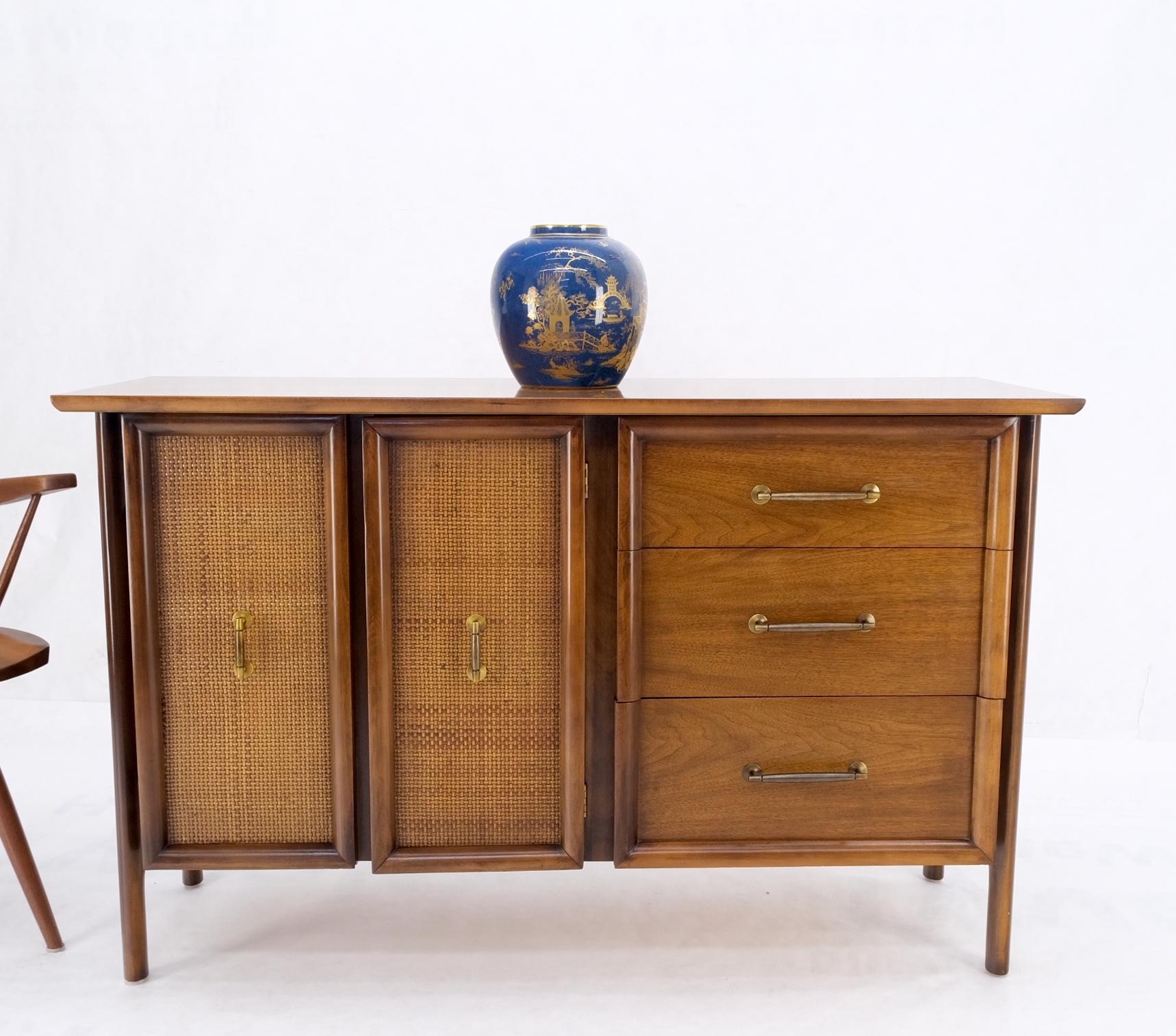 Exposed Sculptural Legs Walnut Three Drawers Two Doors Credenza Server Sideboard For Sale 8