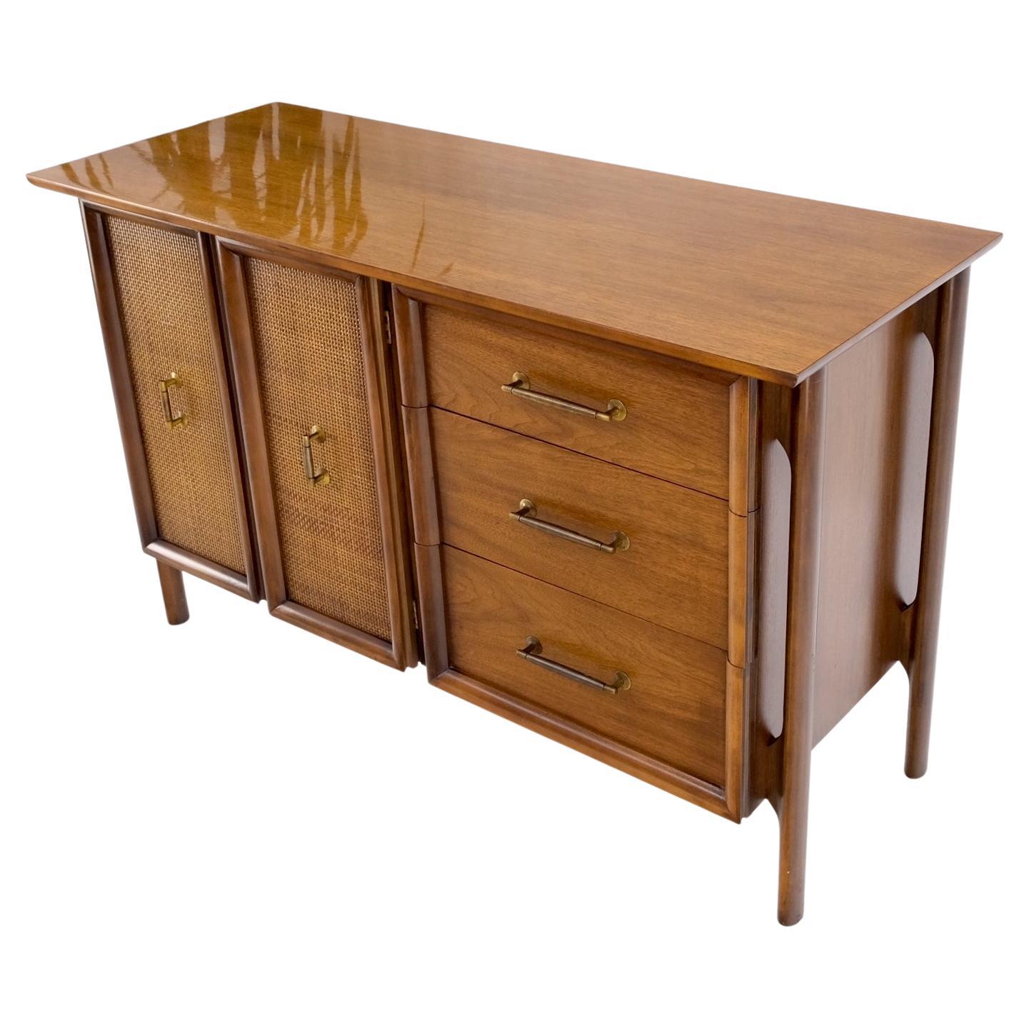 Exposed Sculptural Legs Walnut Three Drawers Two Doors Credenza Server Sideboard For Sale