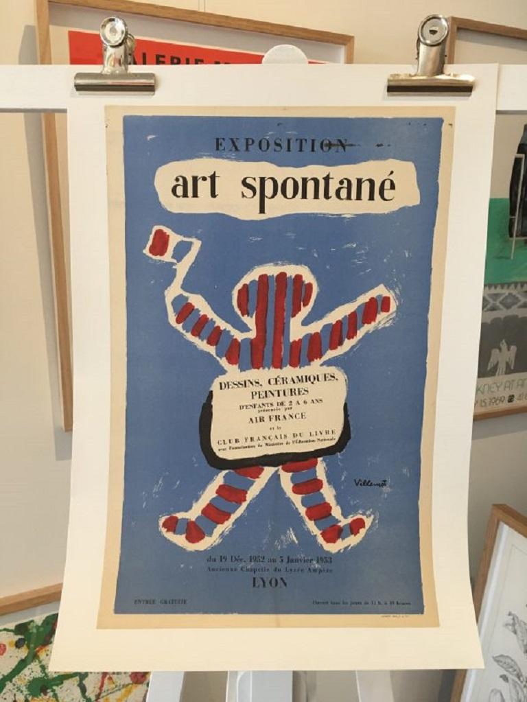 Exposition Art Spontané by Villemot Original Vintage Poster In Good Condition In Melbourne, Victoria