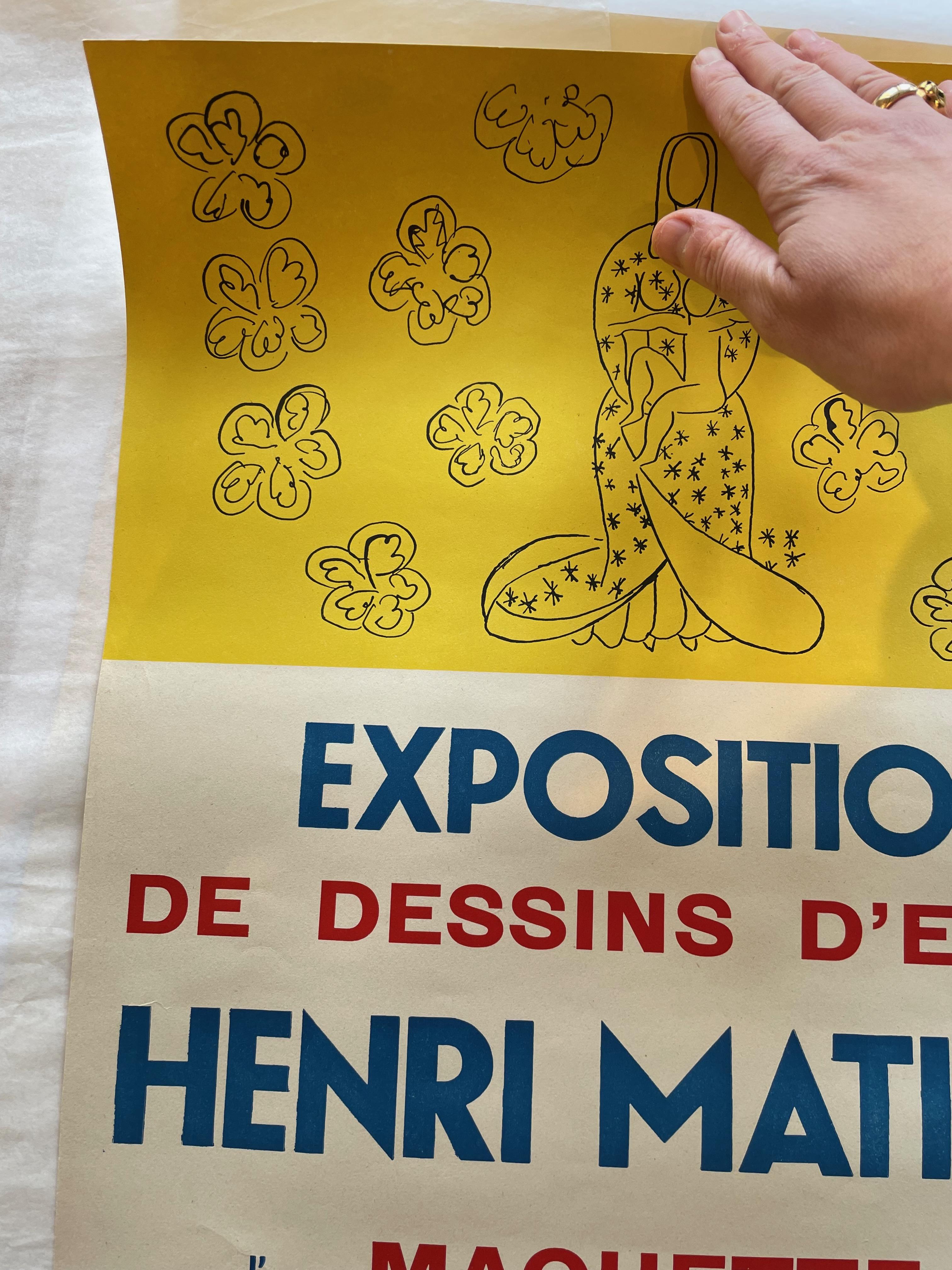 A vibrant poster for an exhibition of Matisse’s studies for the Dominican Chapel in the medieval town of Vence on the French Riviera. 

Artist: Henri Matisse
Title: Exposition De Dessin's D'Etude 
Medium: Lithograph 
Year: 1949
Size: 60.5 x