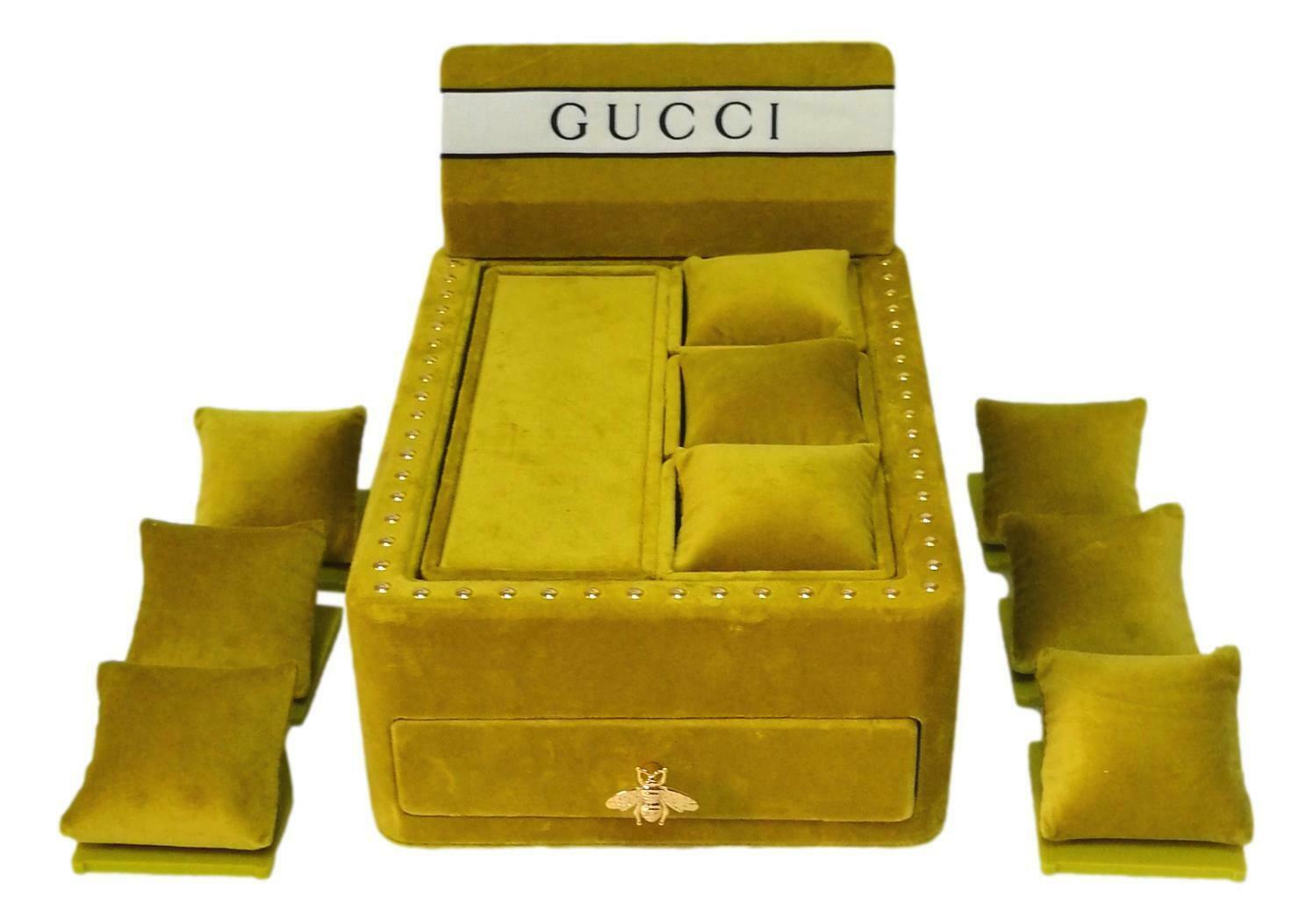 Italian Expositor Advertising Store Dealer for Watches and Jewelry Original Gucci Yellow