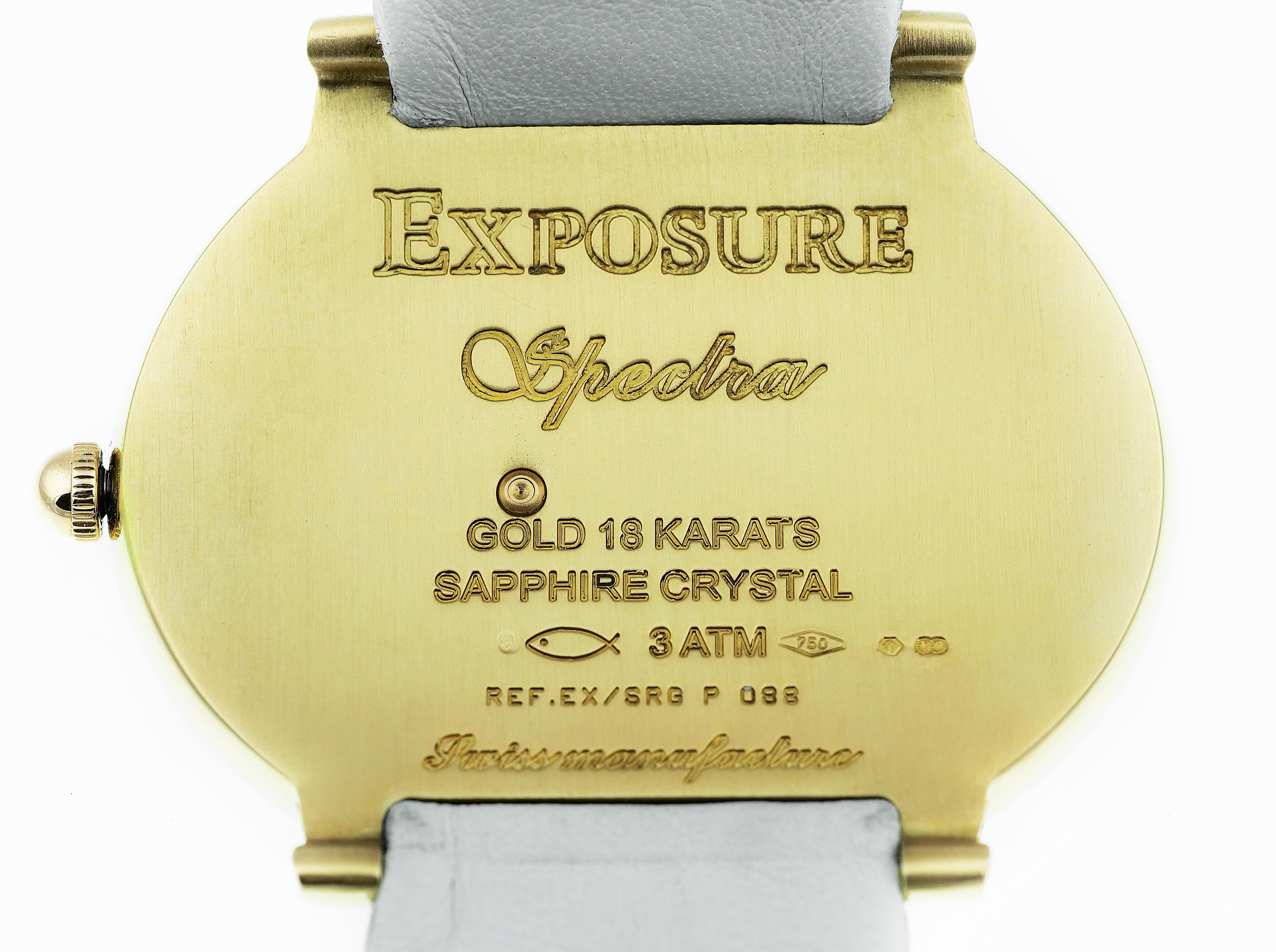Taille ronde Montre Exposure Diamonds, en or jaune 18 carats, quartz, grande taille en vente