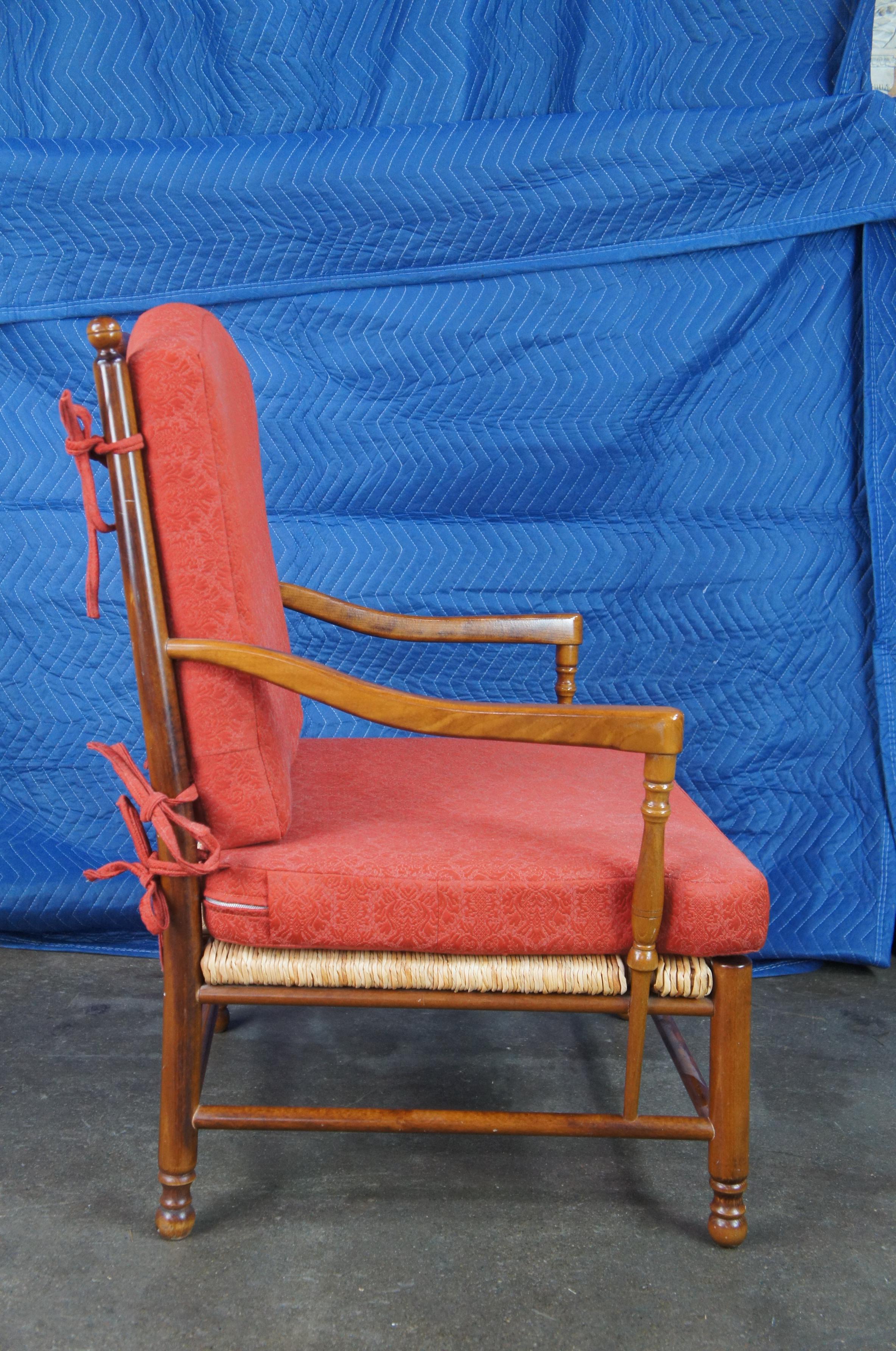 20th Century Exposures Italian Walnut Ladderback Oversize Rush Club Arm Chair, Italy, 1999