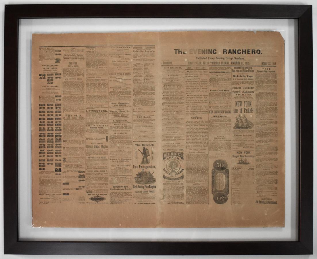 Express Newspapers Print - "KING RANCH NEWSPAPER ARTICLE 1875" THE EVENING RANCHERO