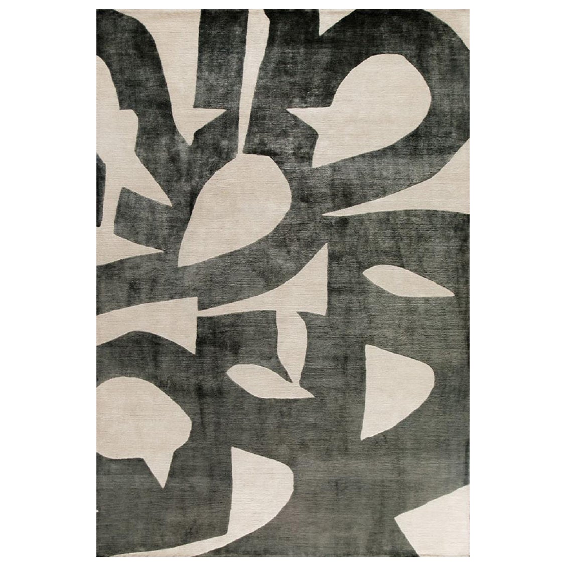 Abstrakter Contemporary-Teppich "Expression" aus Himalaya-Wolle und chinesischer Seide im Angebot