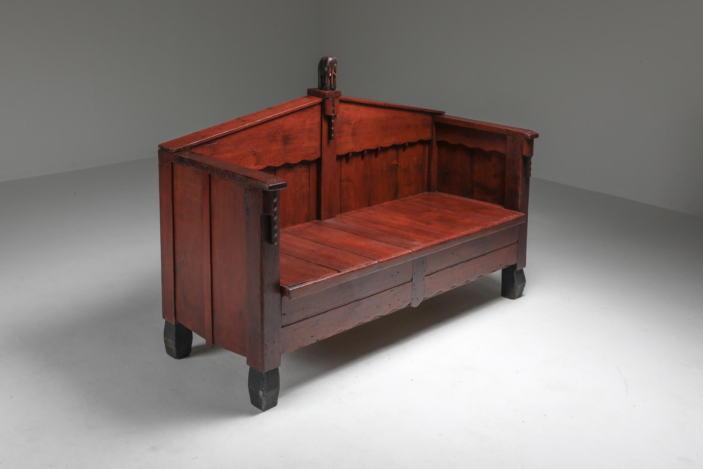 Sculptural Amsterdam School bench, Netherlands, 1920s


This almost antique seating piece is a rare survivor of its era.
What I love about this piece is that it's not made from imported colonial exotic woods, but locally sourced pine wood. In the