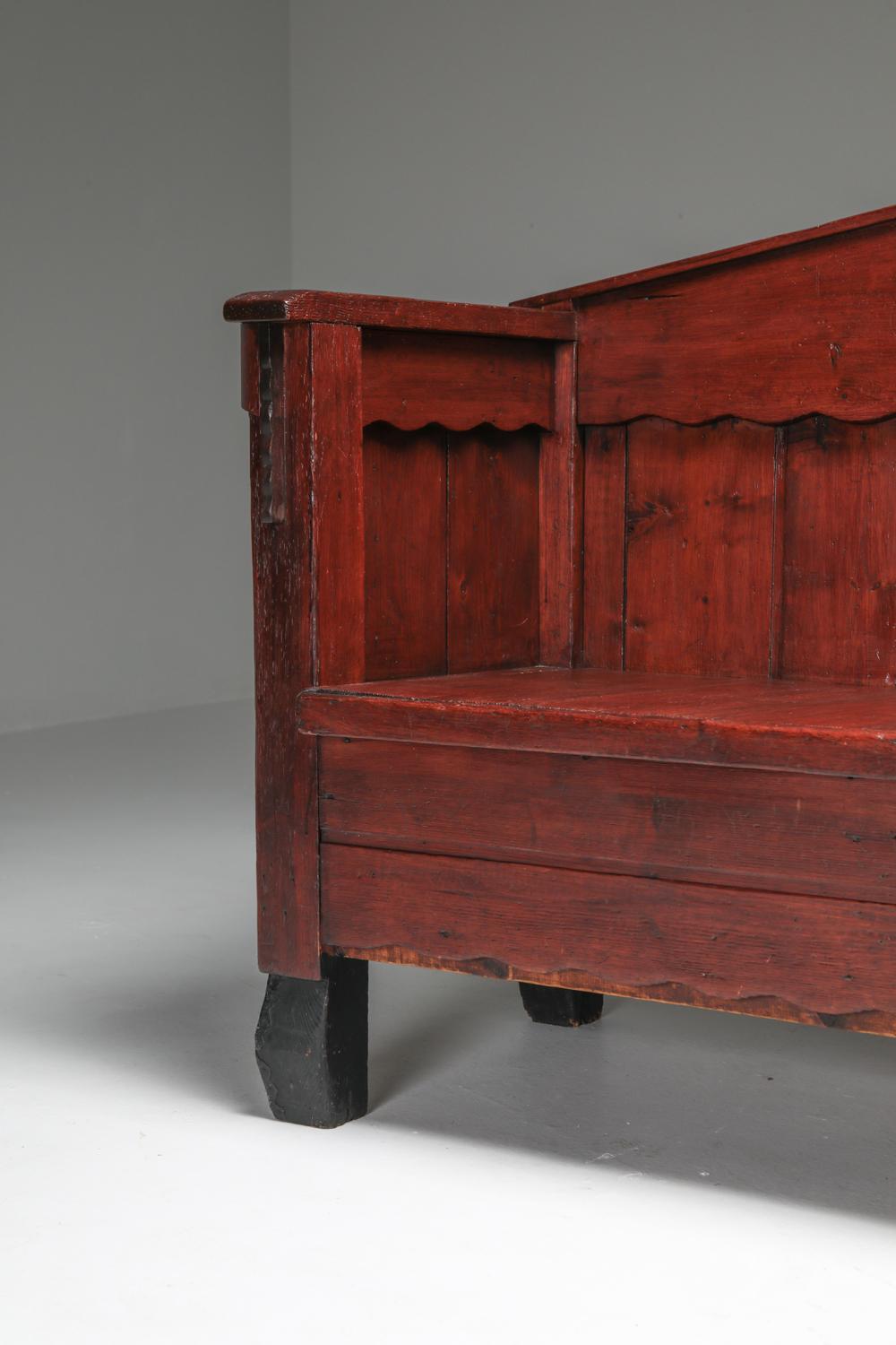 Expressionist Amsterdamse School Bench, in Pine, 1920s For Sale 7
