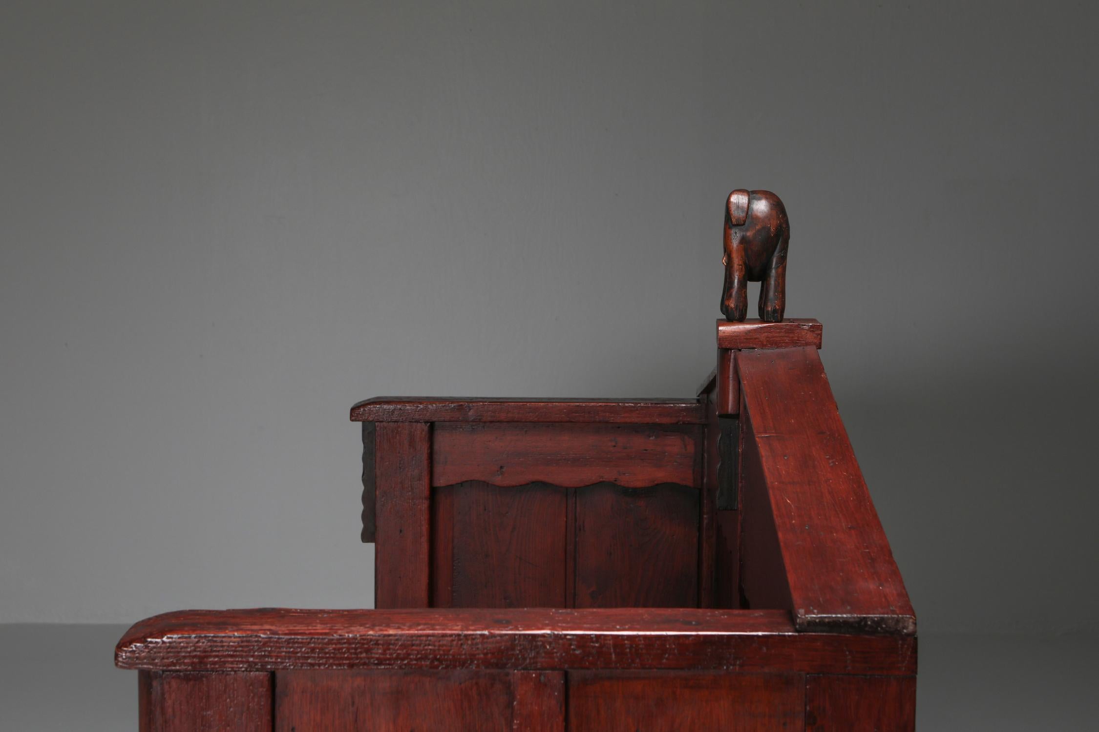 Expressionist Amsterdamse School Bench, in Pine, 1920s For Sale 2