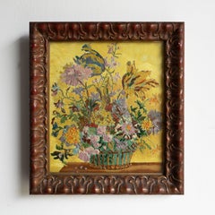 Expressionist Bloomsbury Style Floral Still Life, Antique Original Oil Painting