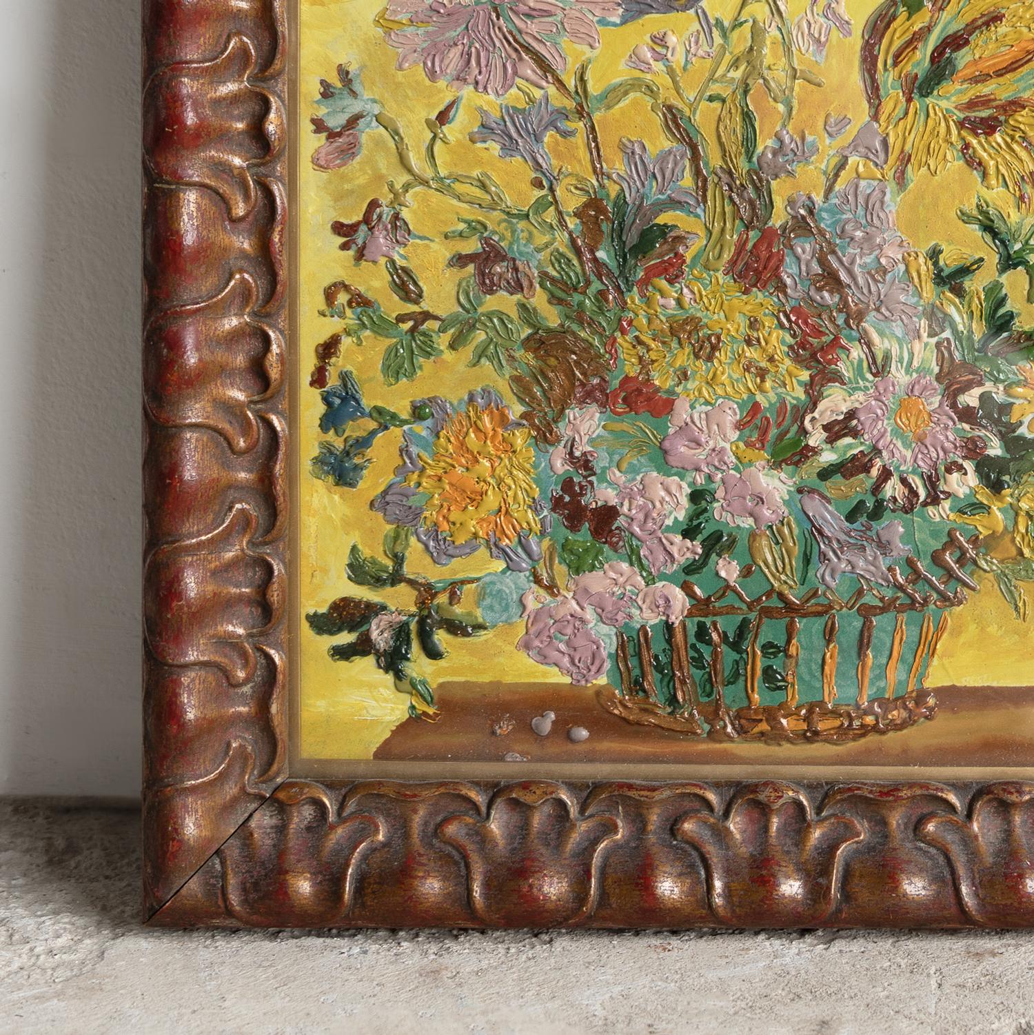 20ième siècle Nature morte florale expressionniste de style Bloomsbury, peinture à l'huile originale ancienne en vente