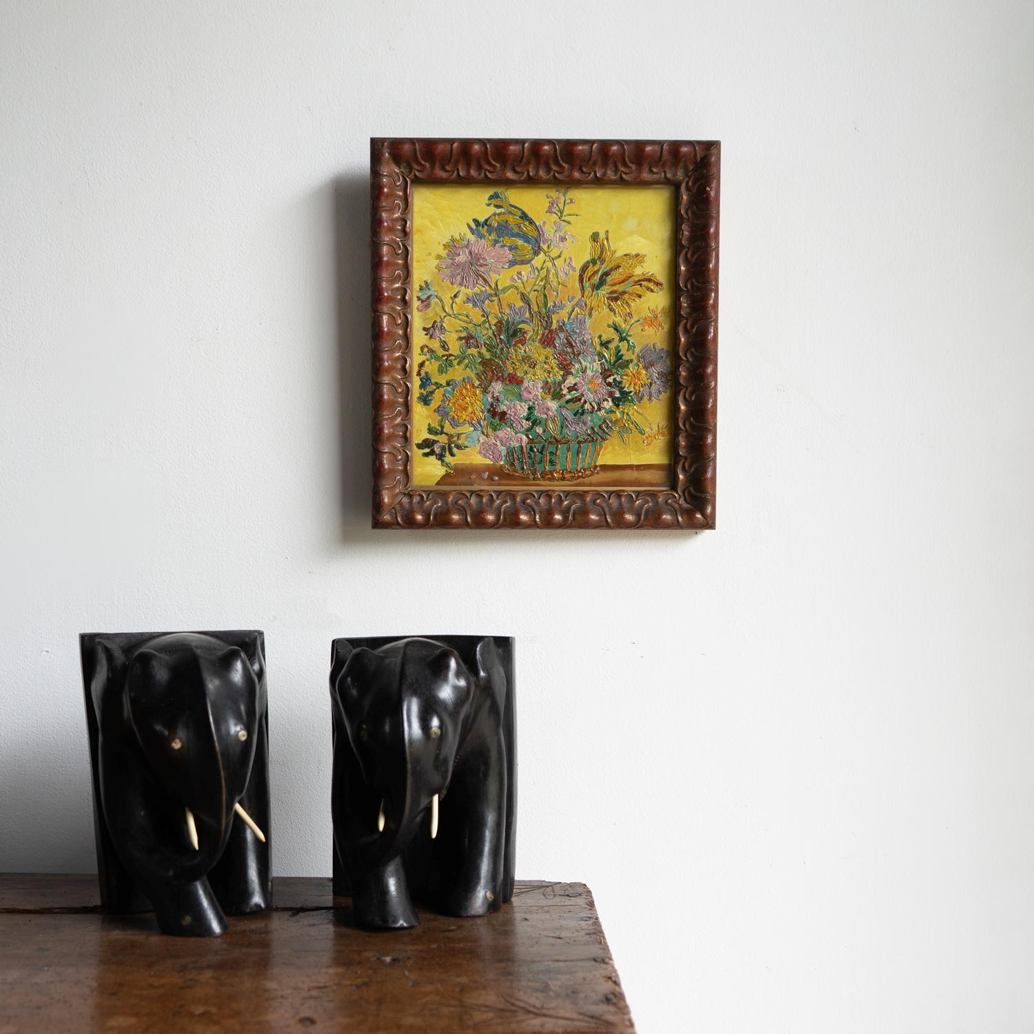 Nature morte florale expressionniste de style Bloomsbury, peinture à l'huile originale ancienne en vente 1