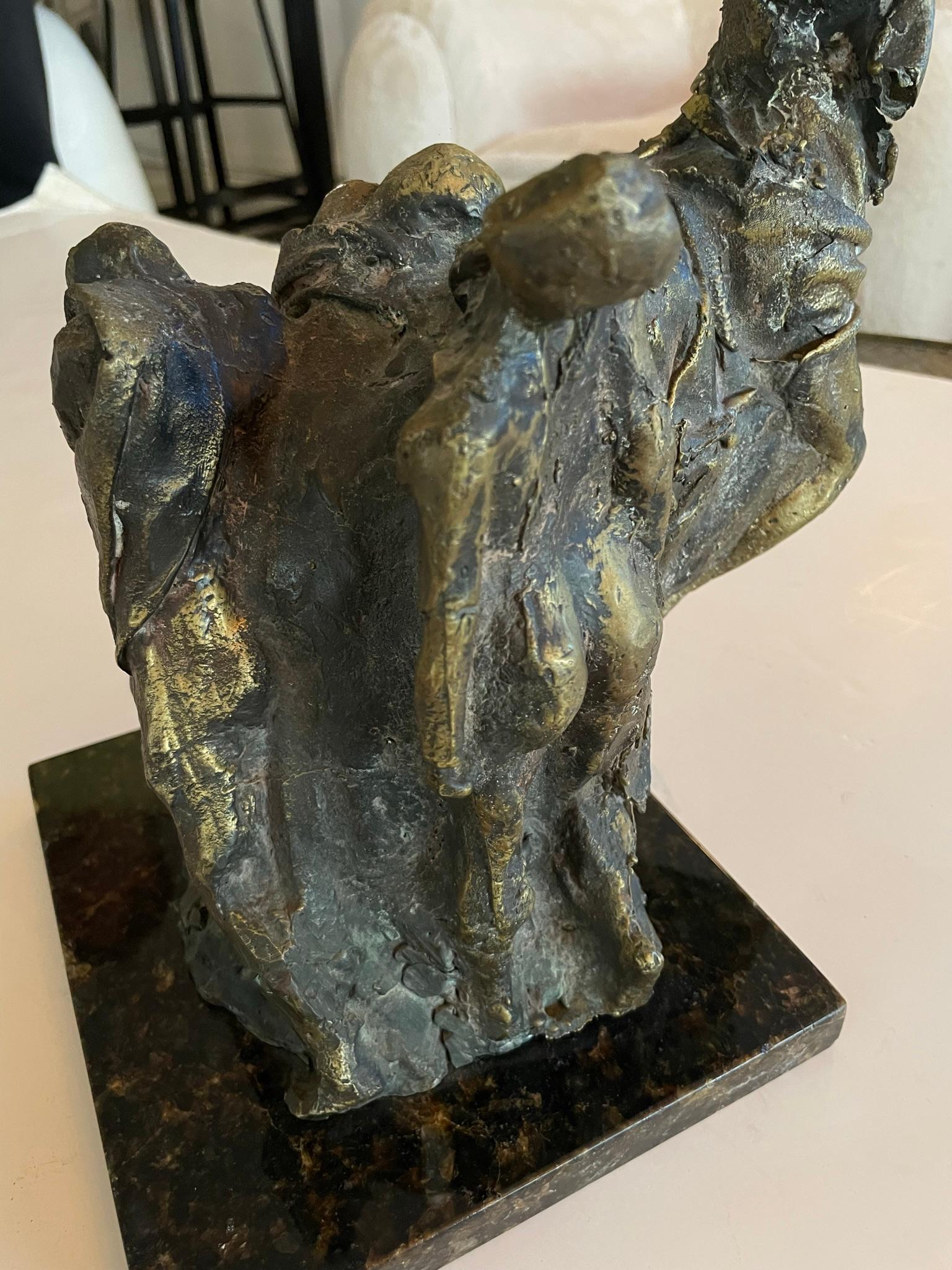 French Expressionist Bronze Sculpture, France, 1930s With Adjustable Tripod For Sale