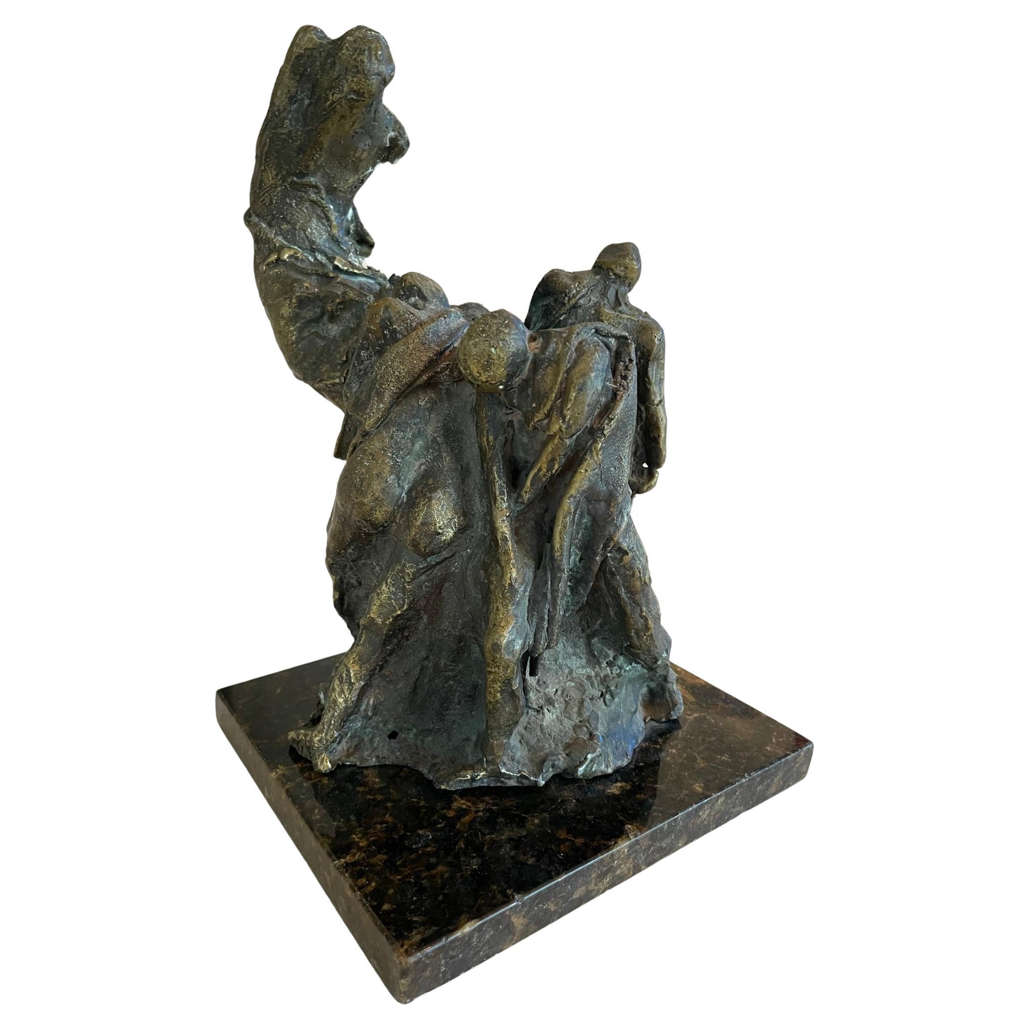 Beautiful and unique Expressionist bronze sculpture, on marble base. France, 1930s.