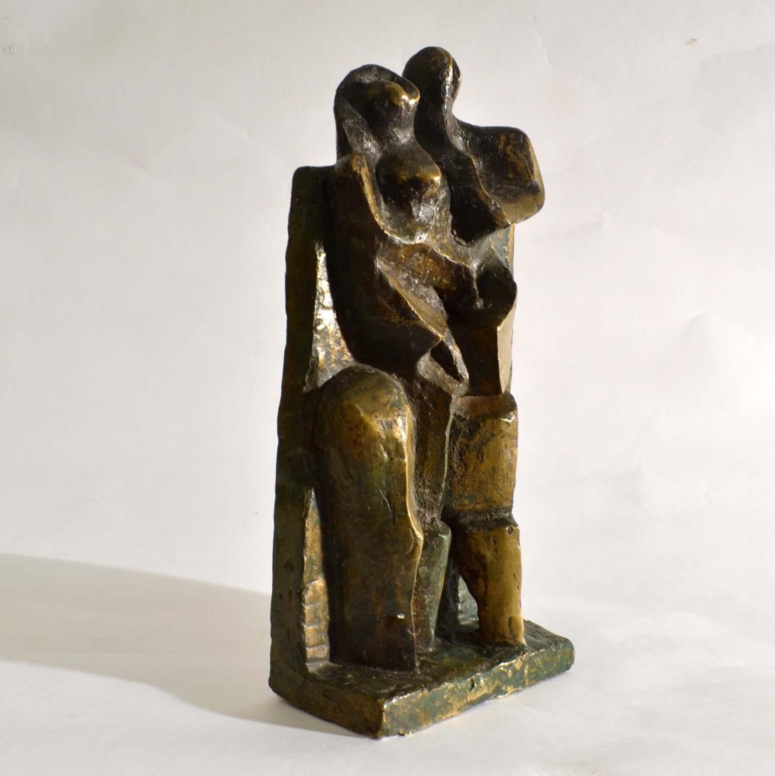 Expressionist Bronze Sculpture of Man Women and Child Dutch 1960's In Excellent Condition For Sale In London, GB