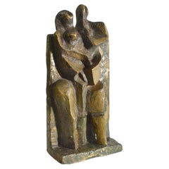 Expressionist Bronze Sculpture of Man Women and Child Dutch 1960's