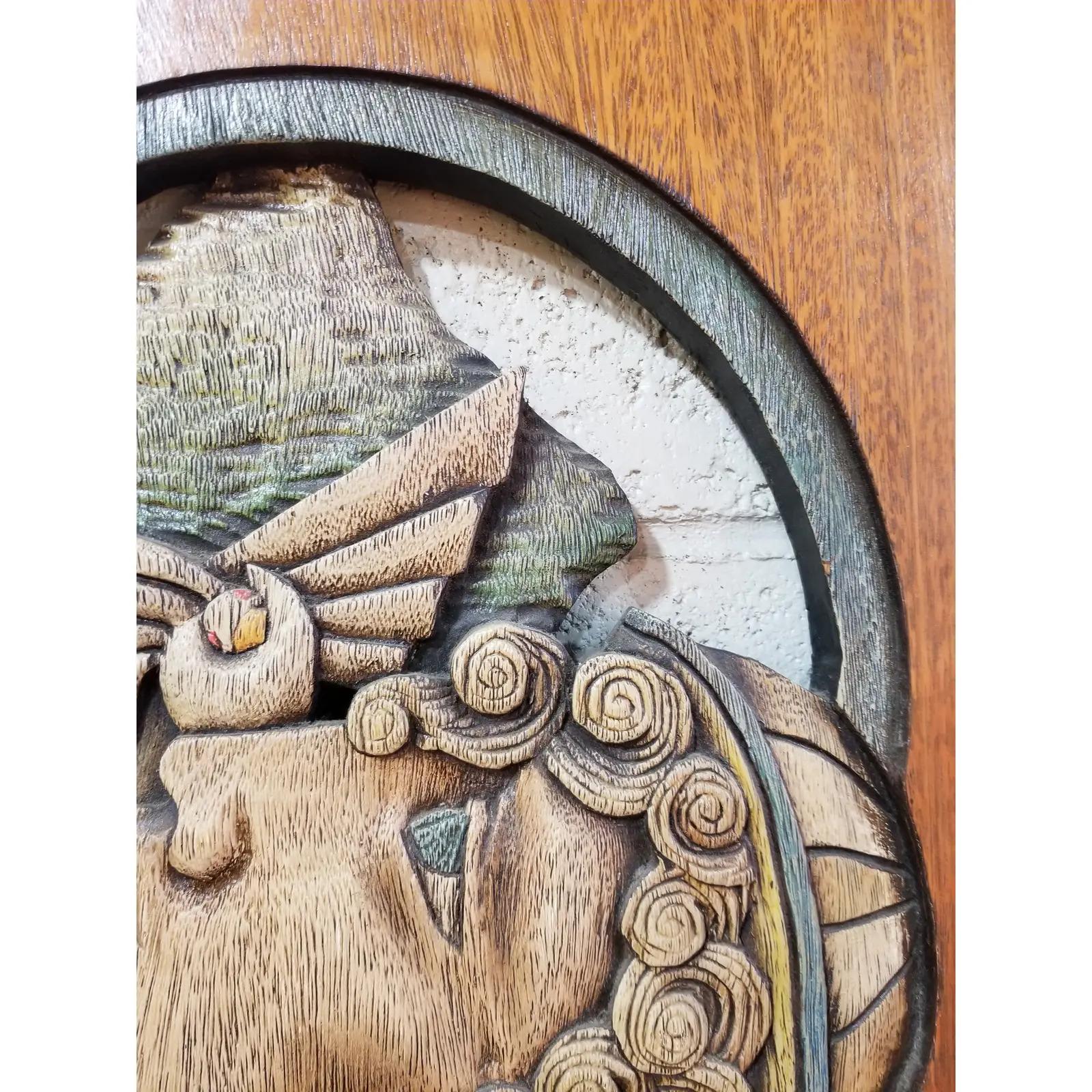 Intagliato a mano Art Carved / Scultura da parete in legno figurativo di Edison Lufaac in vendita
