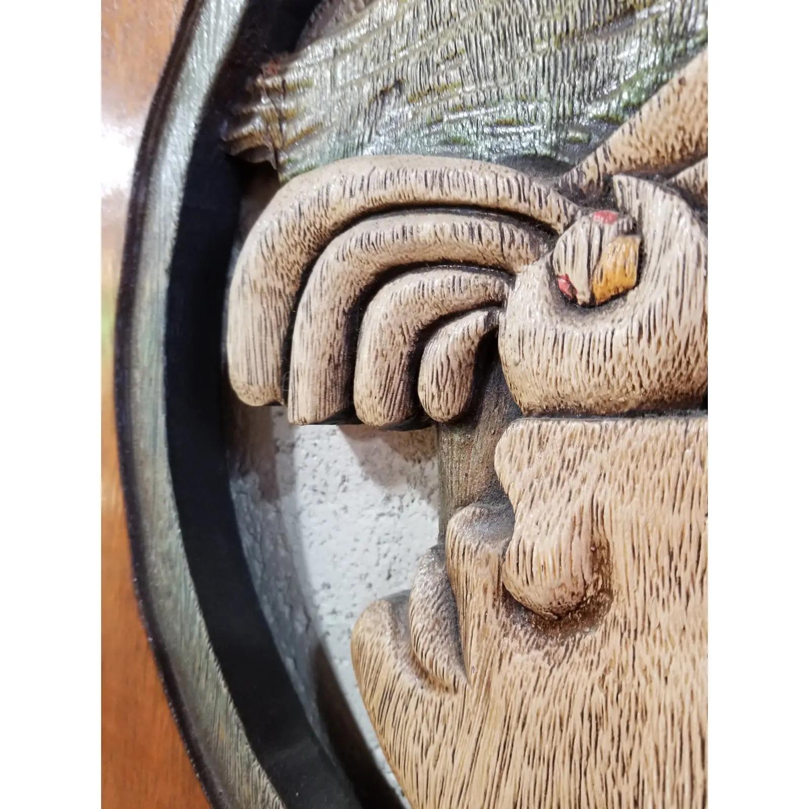 Edison Lufaac Figurative Carved Wood Wall Art / Sculpture  In Good Condition For Sale In Fulton, CA