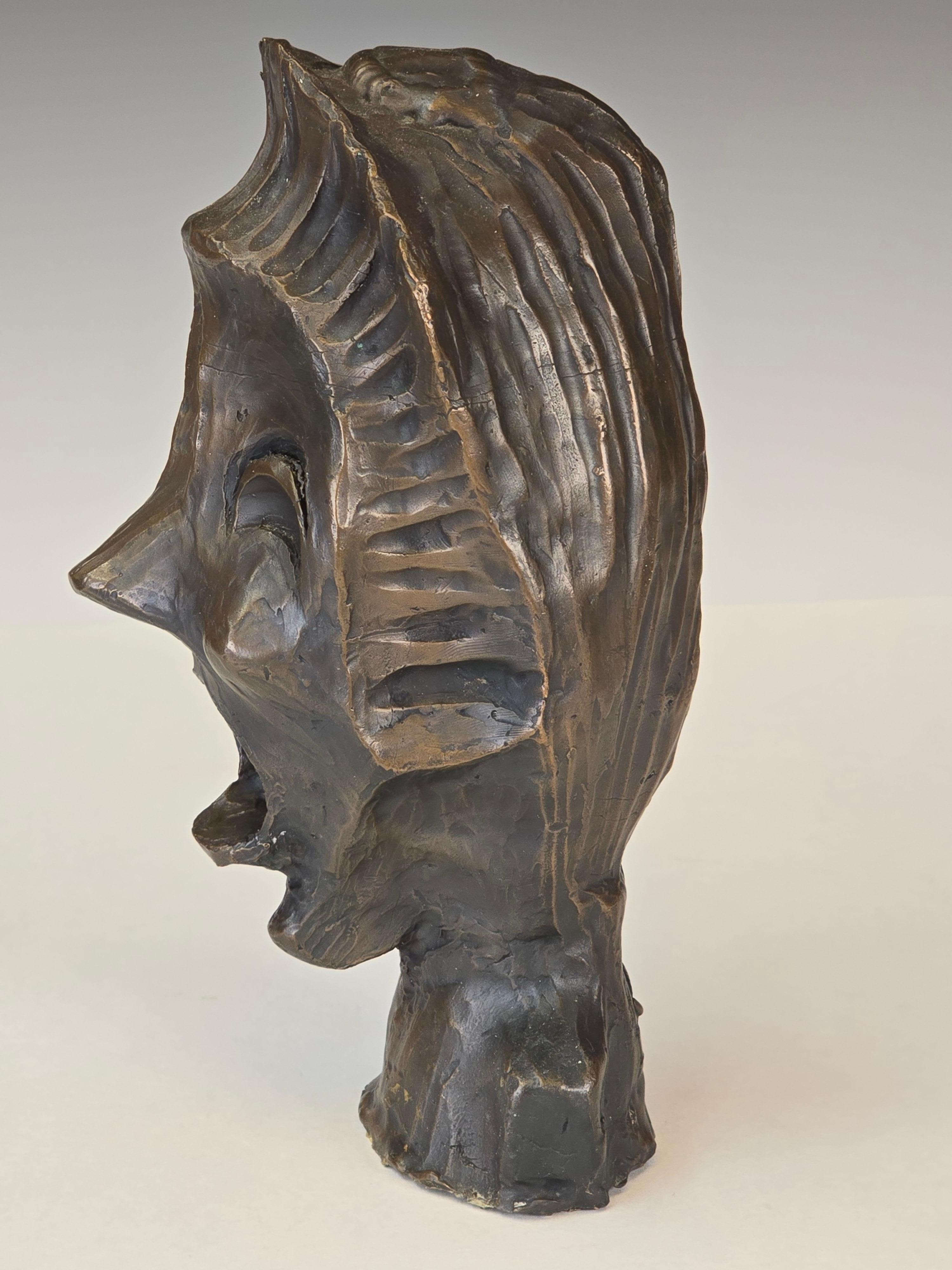Busto espressionista in bronzo fuso in vendita 1