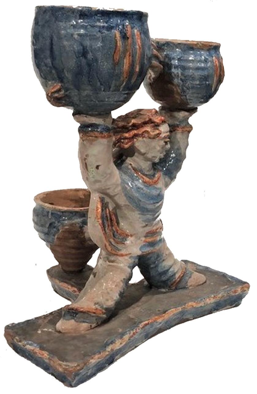 Austrian Expressionist Ceramic Sculptural Vase Attributed to Vally Wieselthier, c. 1920 For Sale
