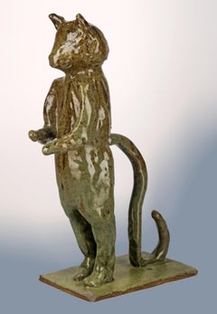 Expressionist Ceramic Sculpture Based on "The Cat Butler" by Diego Giacometti
