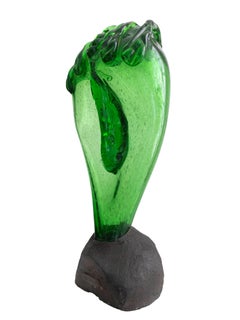 Expressionist Green Glass Sculpture, Gio Colucci, 1950s