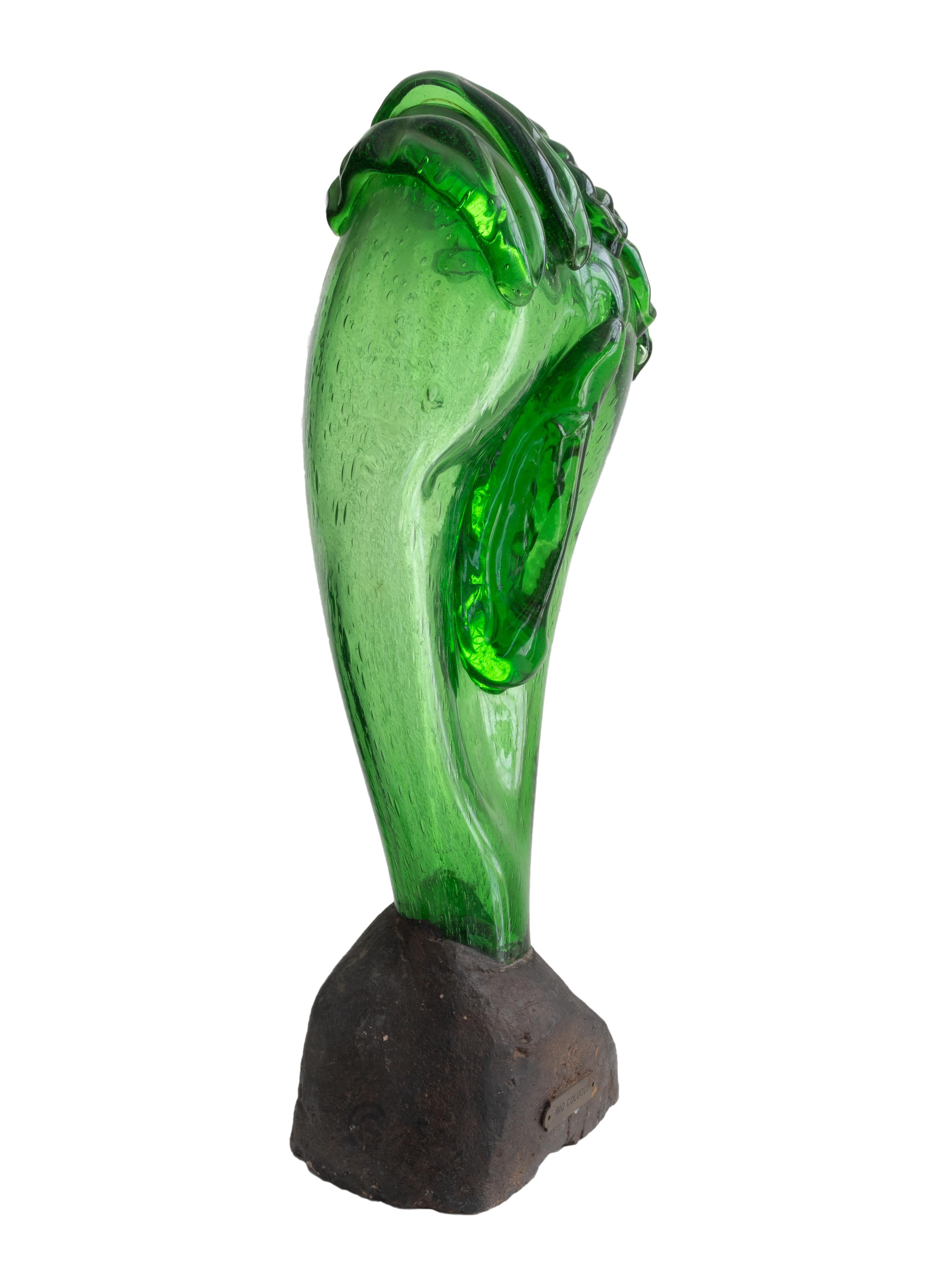 Scultura espressionista in vetro verde, A. Colucci, anni '50 In condizioni buone in vendita a Lisbon, PT