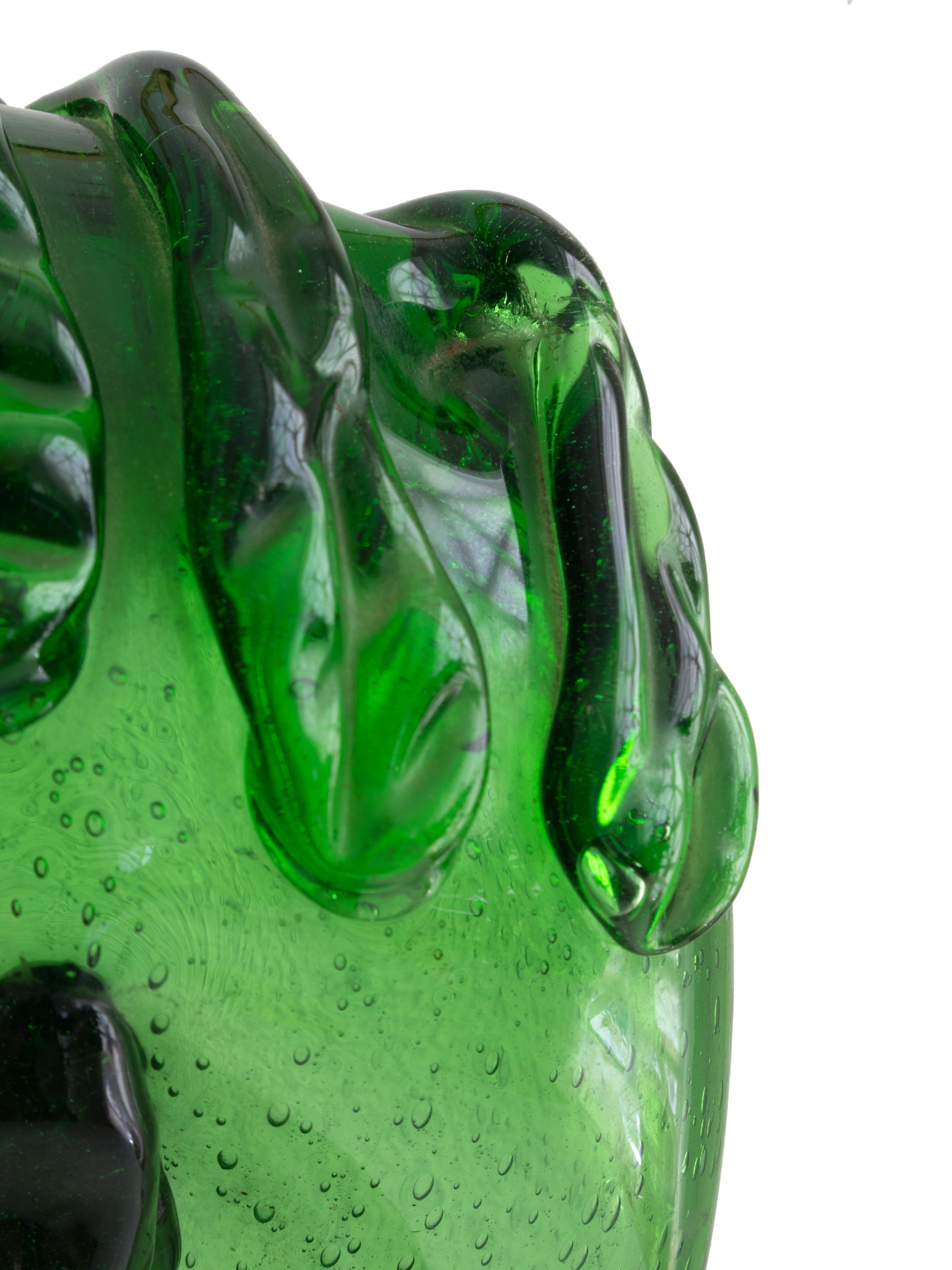 Scultura espressionista in vetro verde, A. Colucci, anni '50 in vendita 1