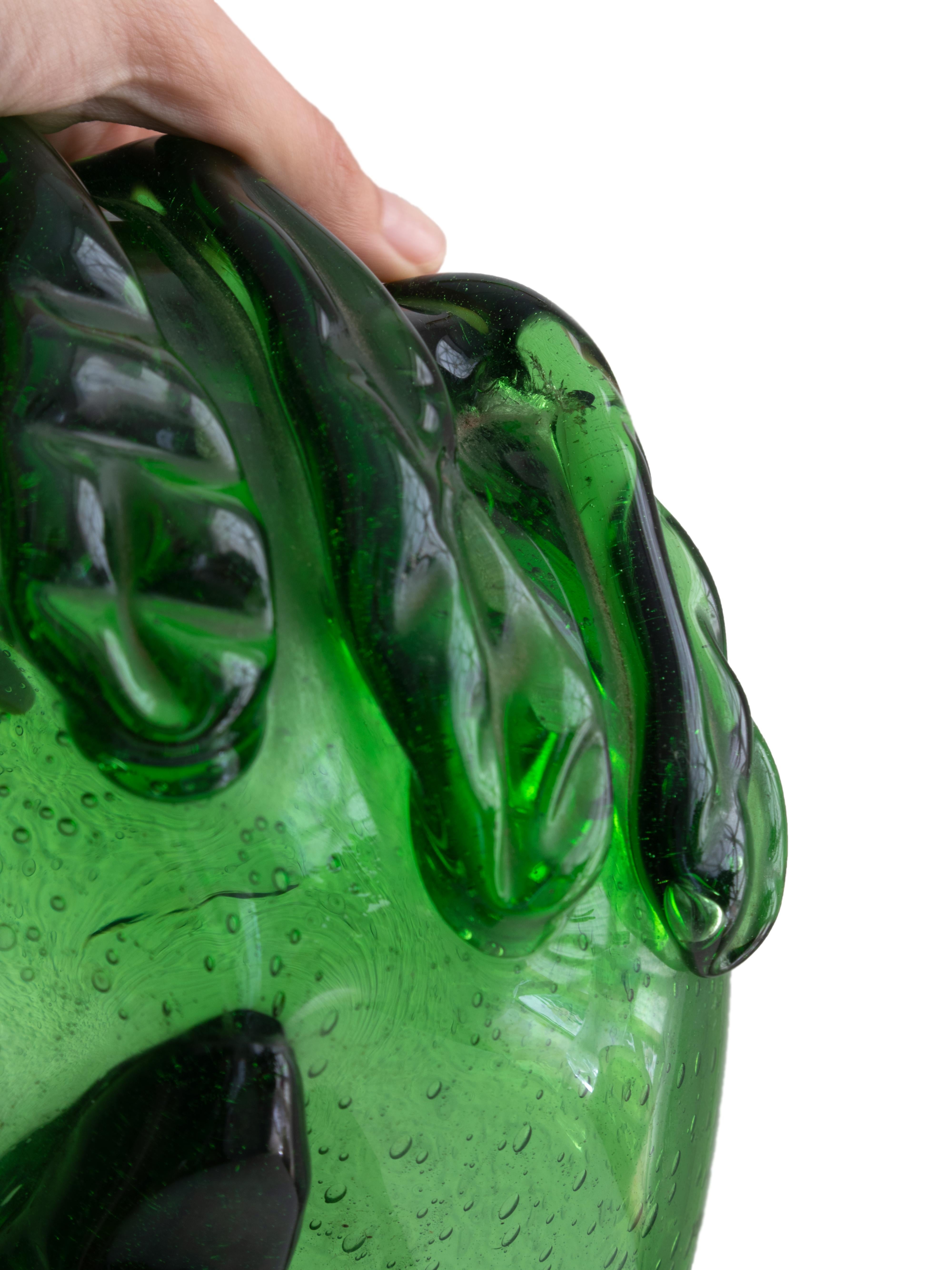 Scultura espressionista in vetro verde, A. Colucci, anni '50 in vendita 2
