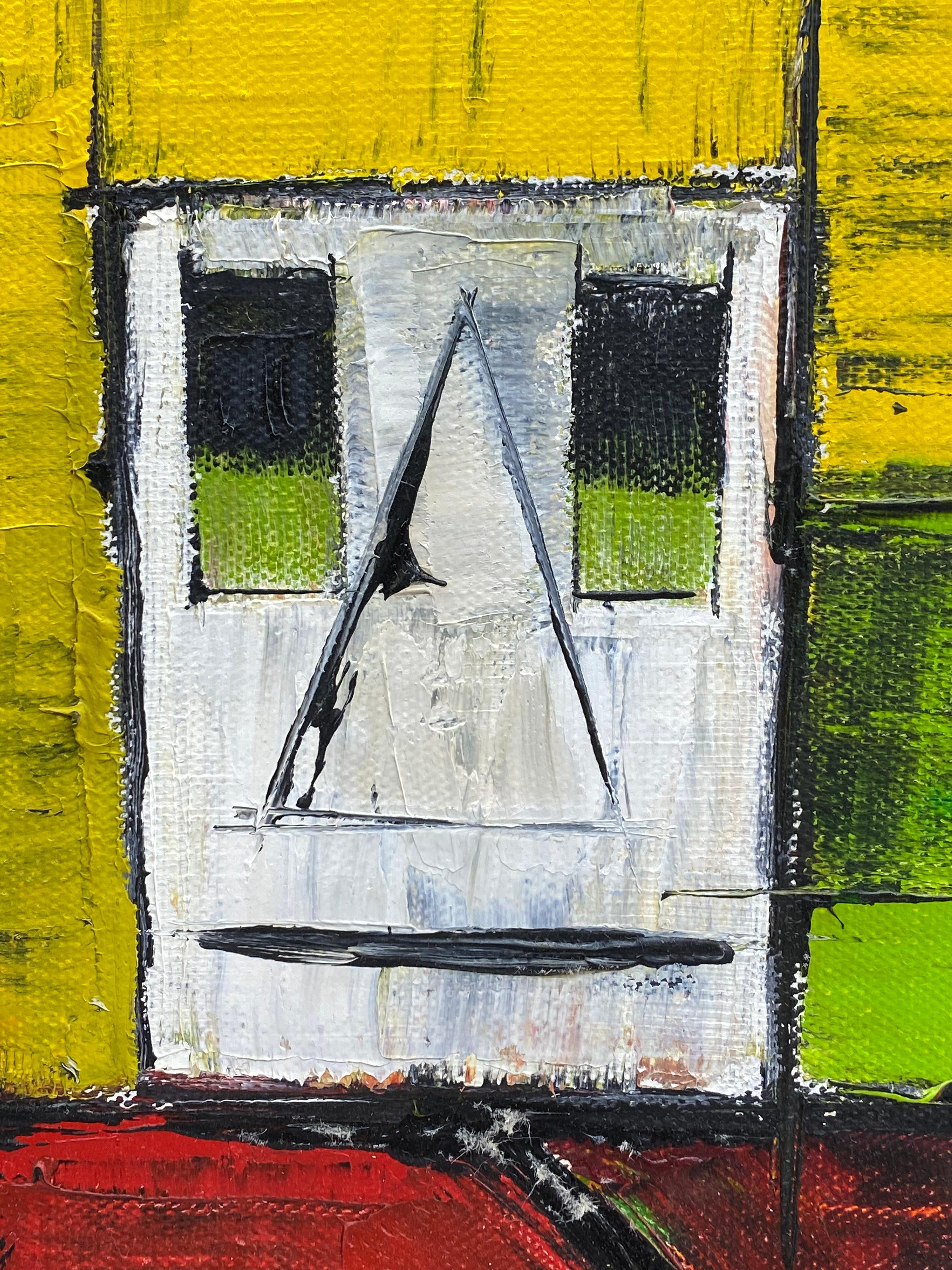 Pintura expresionista de paisaje urbano americano moderno de mediados de siglo en venta 3
