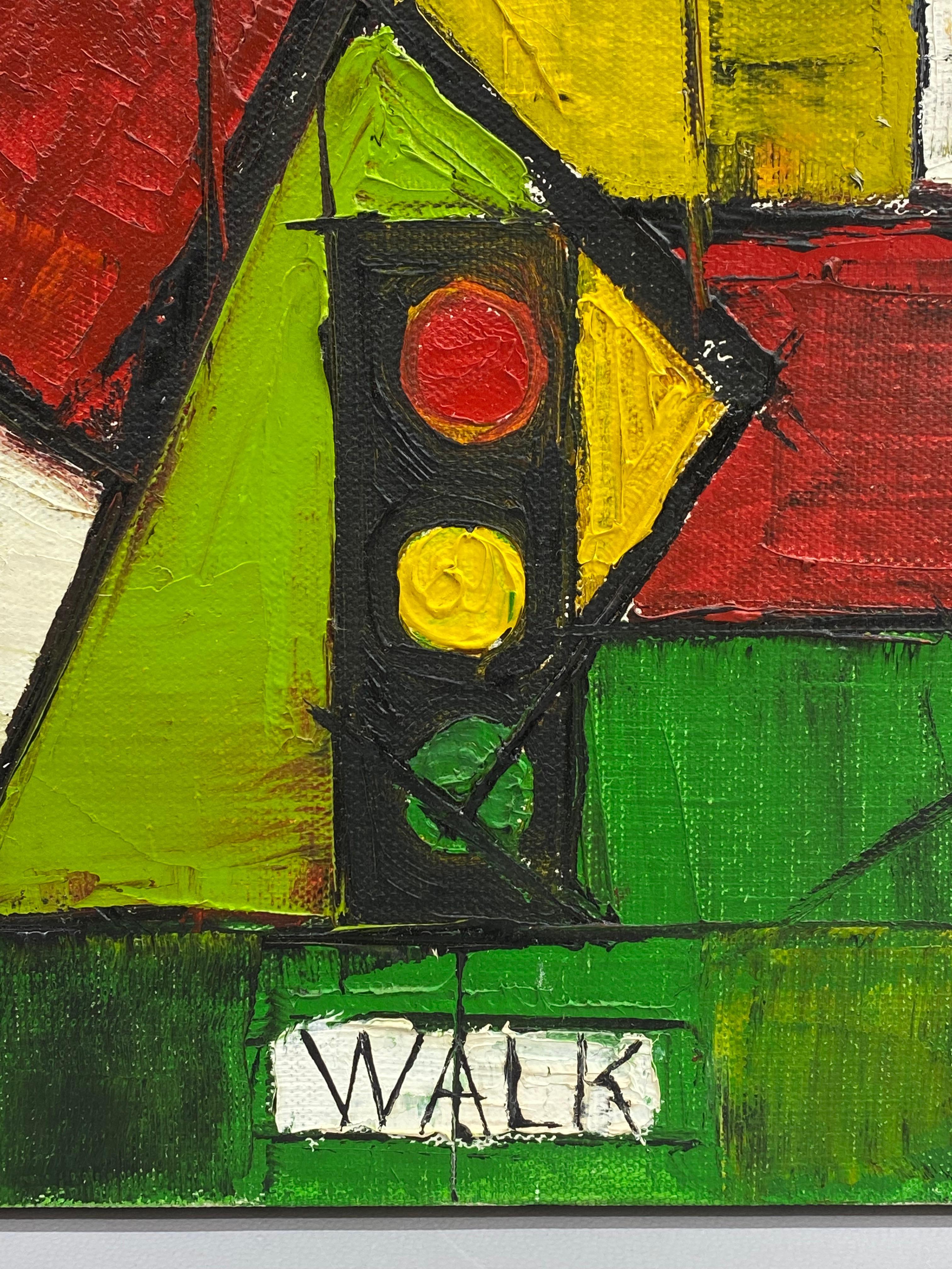 Pintura expresionista de paisaje urbano americano moderno de mediados de siglo en venta 4