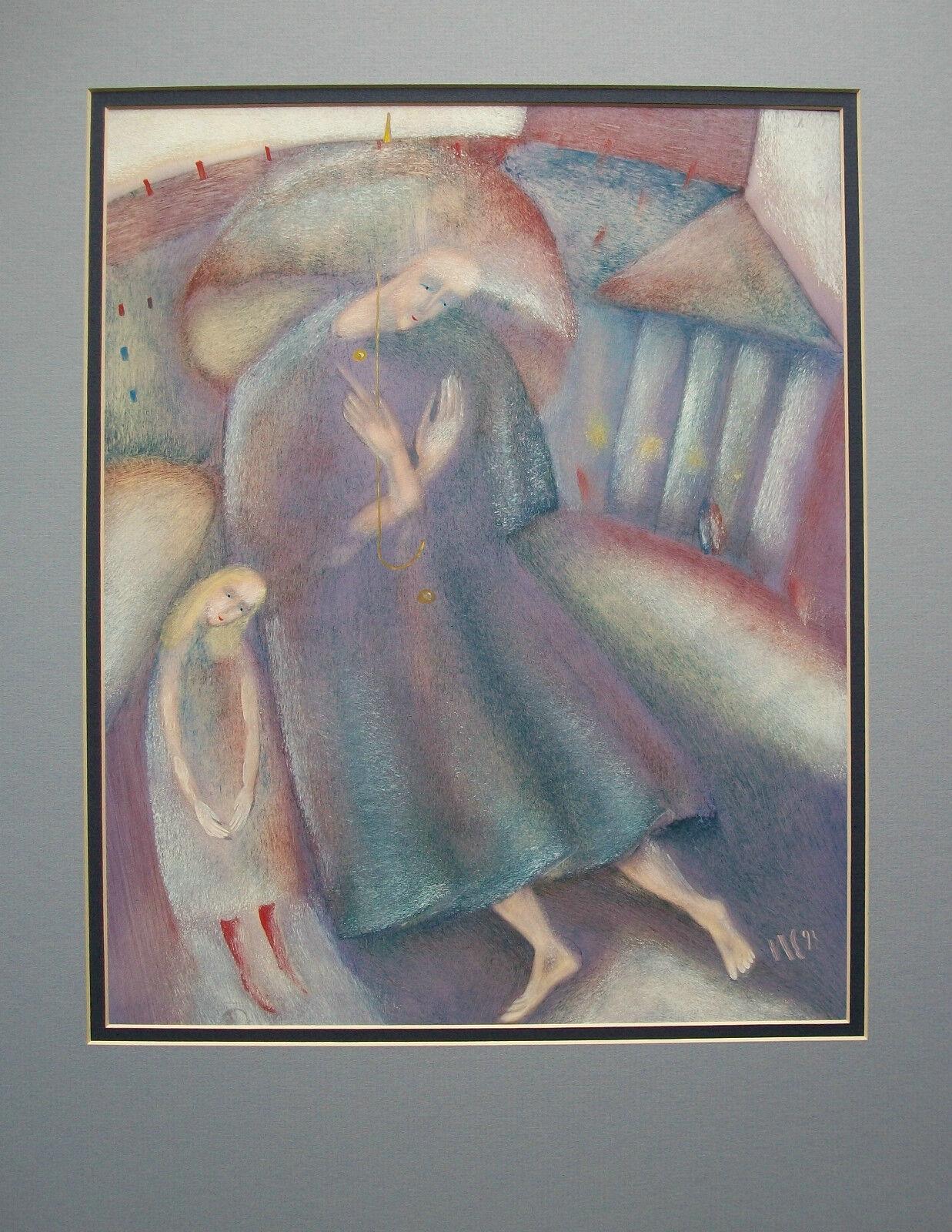Expressionist Mixed Media Painting on Paper, Initialed, Unframed, Circa 1993 For Sale 4