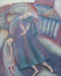 Peinture expressionniste sur papier de style expressionniste, intitulée, non encadrée, circa 1993