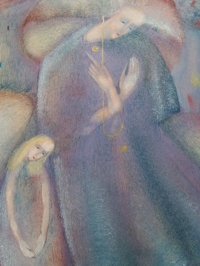 Expressionist Mixed Media Painting on Paper, Initialed, Unframed, Circa ...