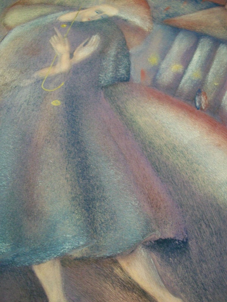 Expressionist Mixed Media Painting on Paper, Initialed, Unframed, Circa ...