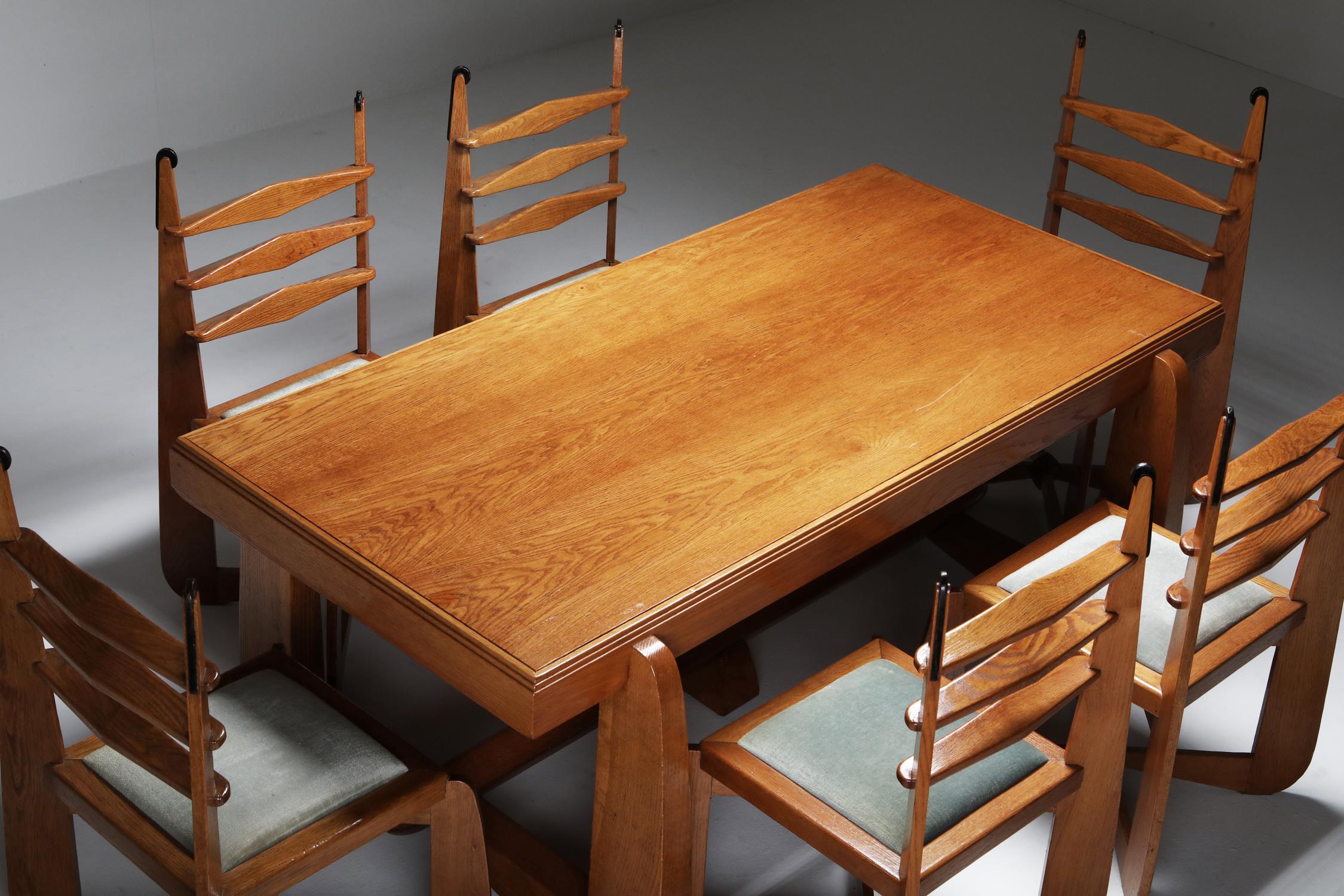 Dutch Expressionist Modern Oak Dining Room Set