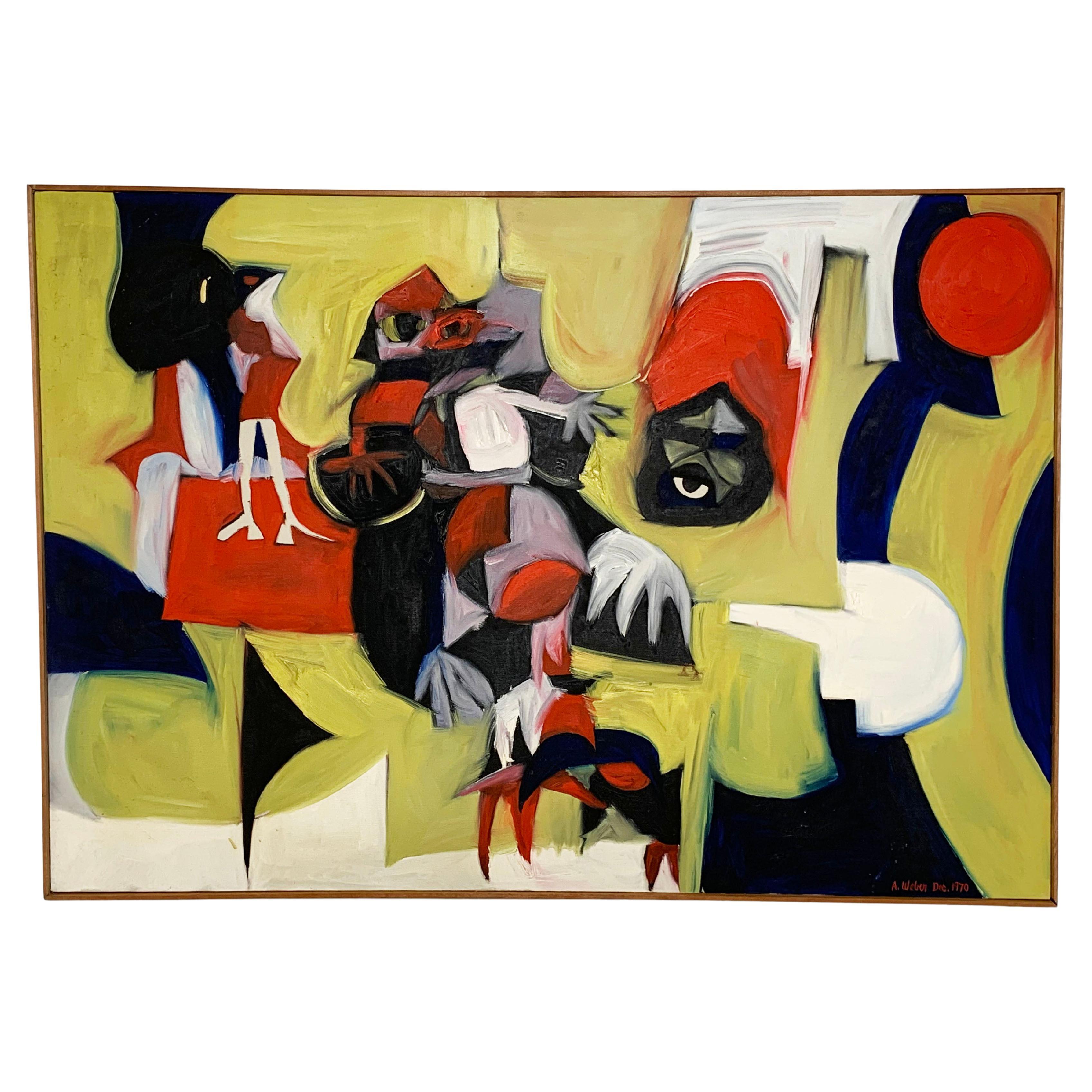 Expressionist Oil Painting by New York Artist Arnold Weber, D. 1970