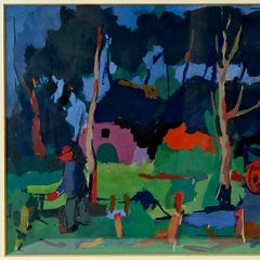 Expressionist Oil Painting of a Farmers Yard in Fauvist Style by Henri Titselaar