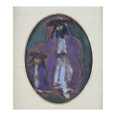 Expressionist Oil Painting of a Hasid and Son by Emmanuel Mané-Katz