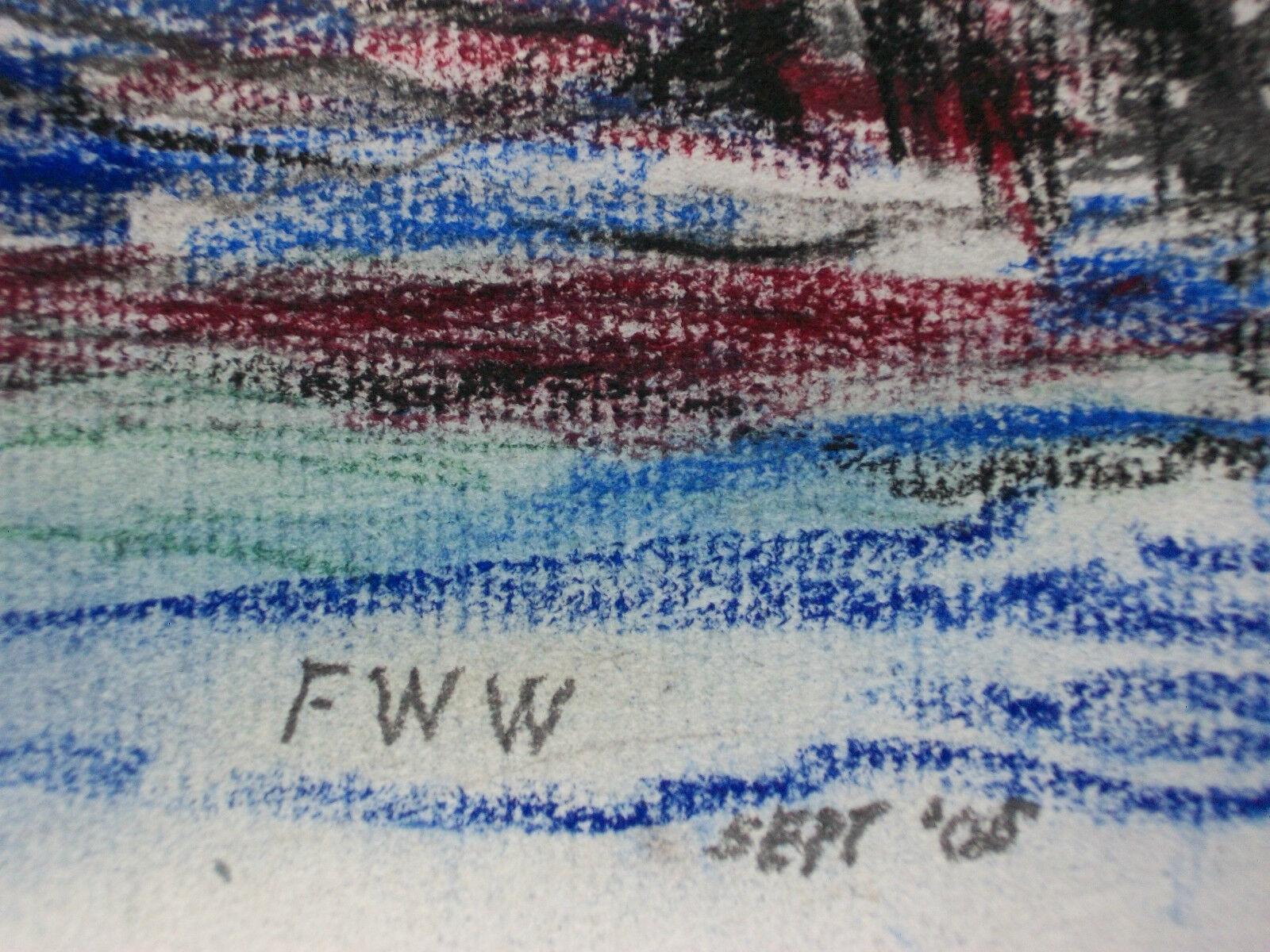 Expressionistisches Ölpastell-Stillleben auf Papier, Pastell, signiert, ungerahmt, um 2005 im Angebot 1
