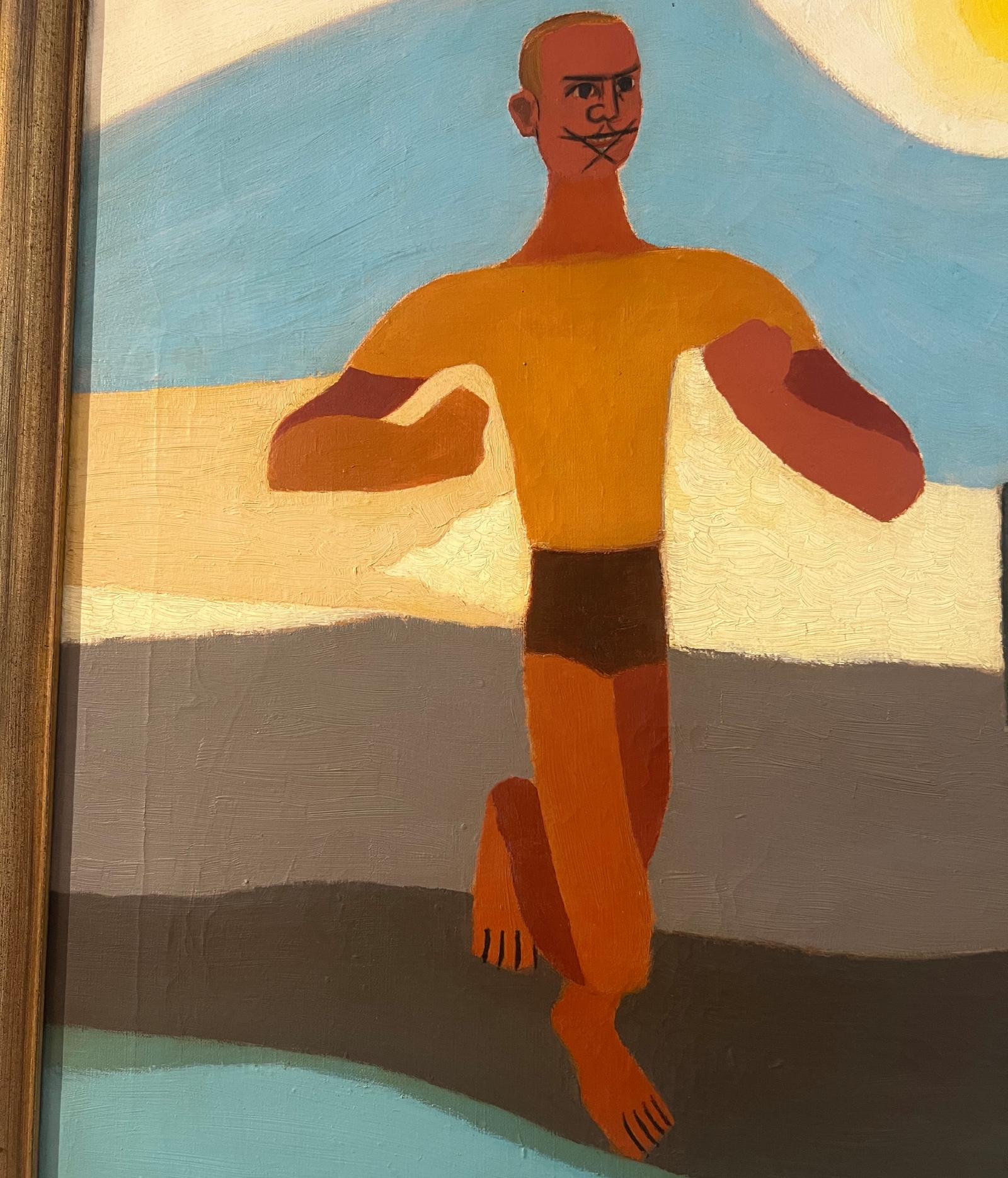 Ein lebhaftes Ölgemälde aus der Mitte des Jahrhunderts mit dem Titel 