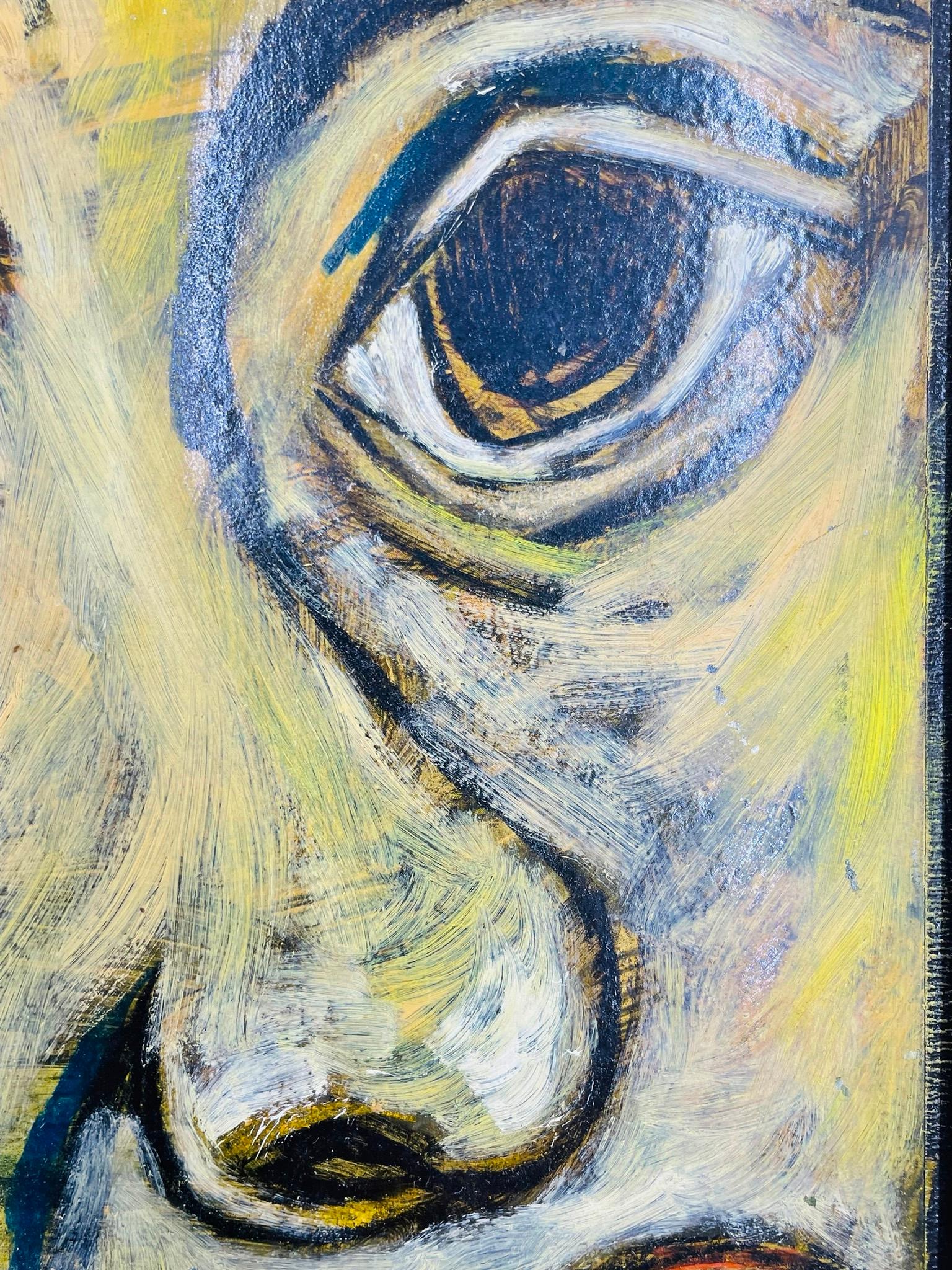 Expressionist Portrait by Héctor Najera, Oil on Board, Mexico, 20th Century.; For Sale 2