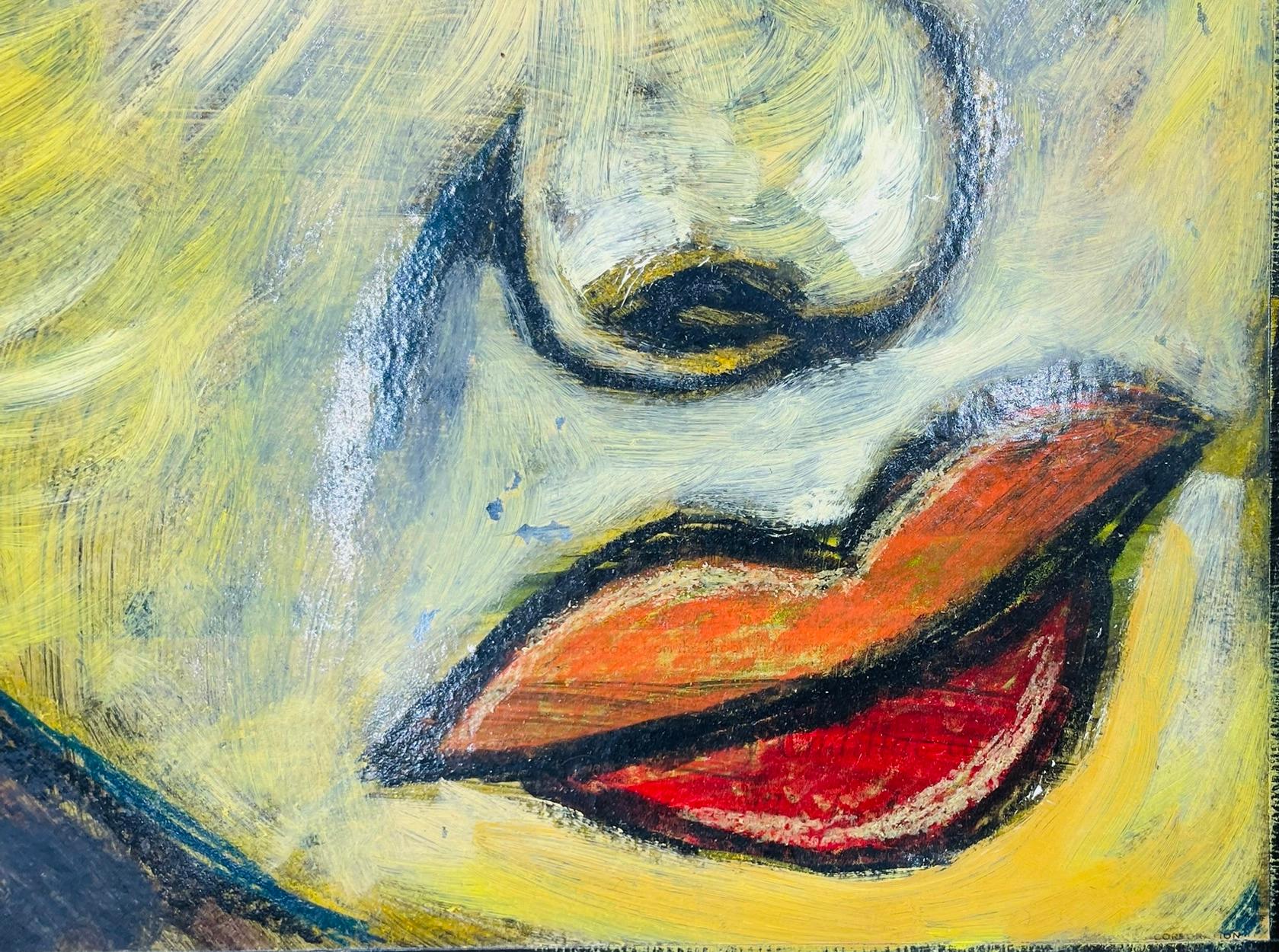 Wood Expressionist Portrait by Héctor Najera, Oil on Board, Mexico, 20th Century.; For Sale