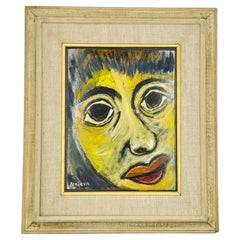 Expressionist Portrait by Héctor Najera, Oil on Board, Mexico, 20th Century.;