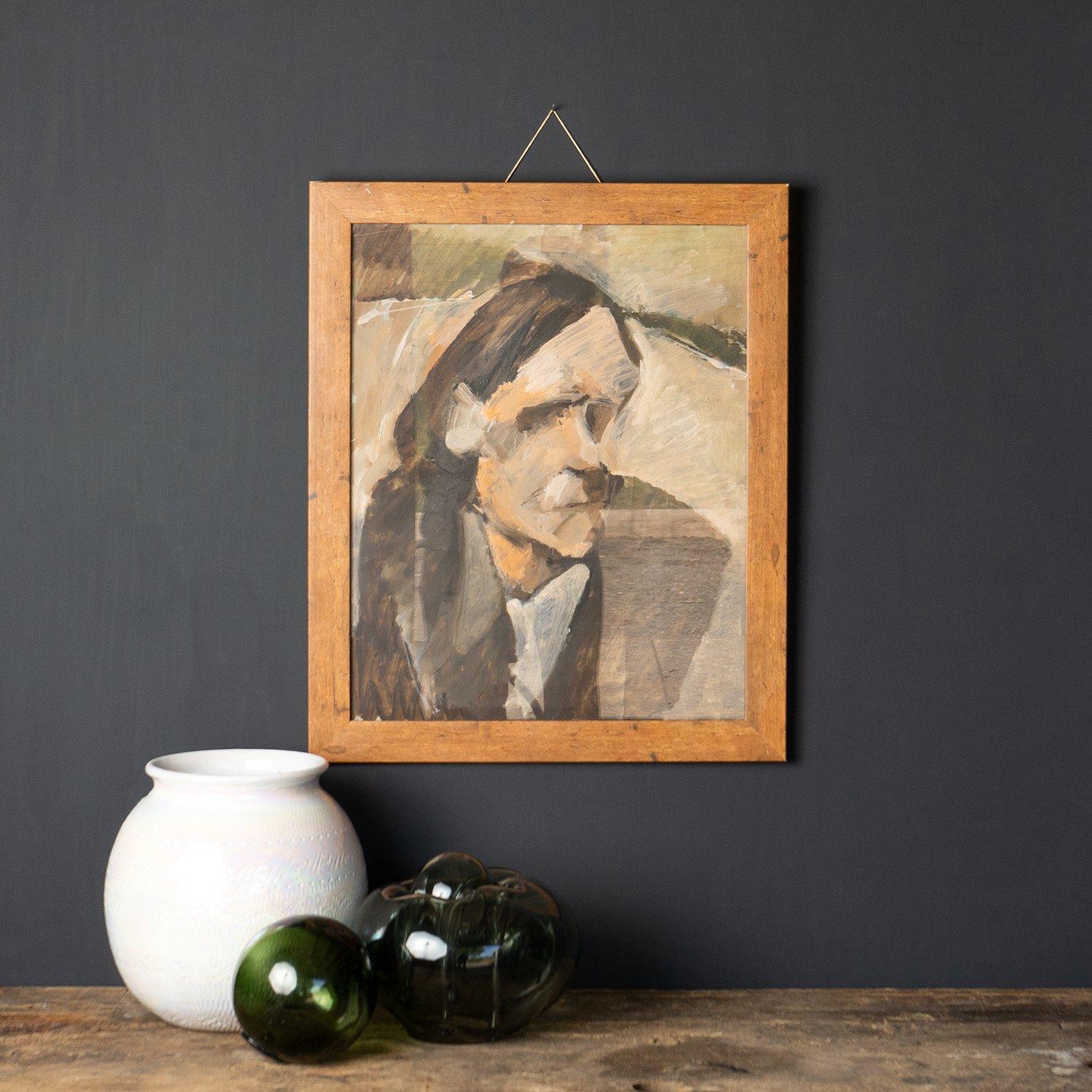 Expressionniste Portrait expressionniste vintage d'un homme, peinture à l'huile originale, milieu du 20e siècle en vente