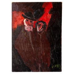 EXPRESSIONIST PORTRAIT OF TWO FIGURES BY JACQUES ENDZEL, VINTAGE ORIGINAL 1950s