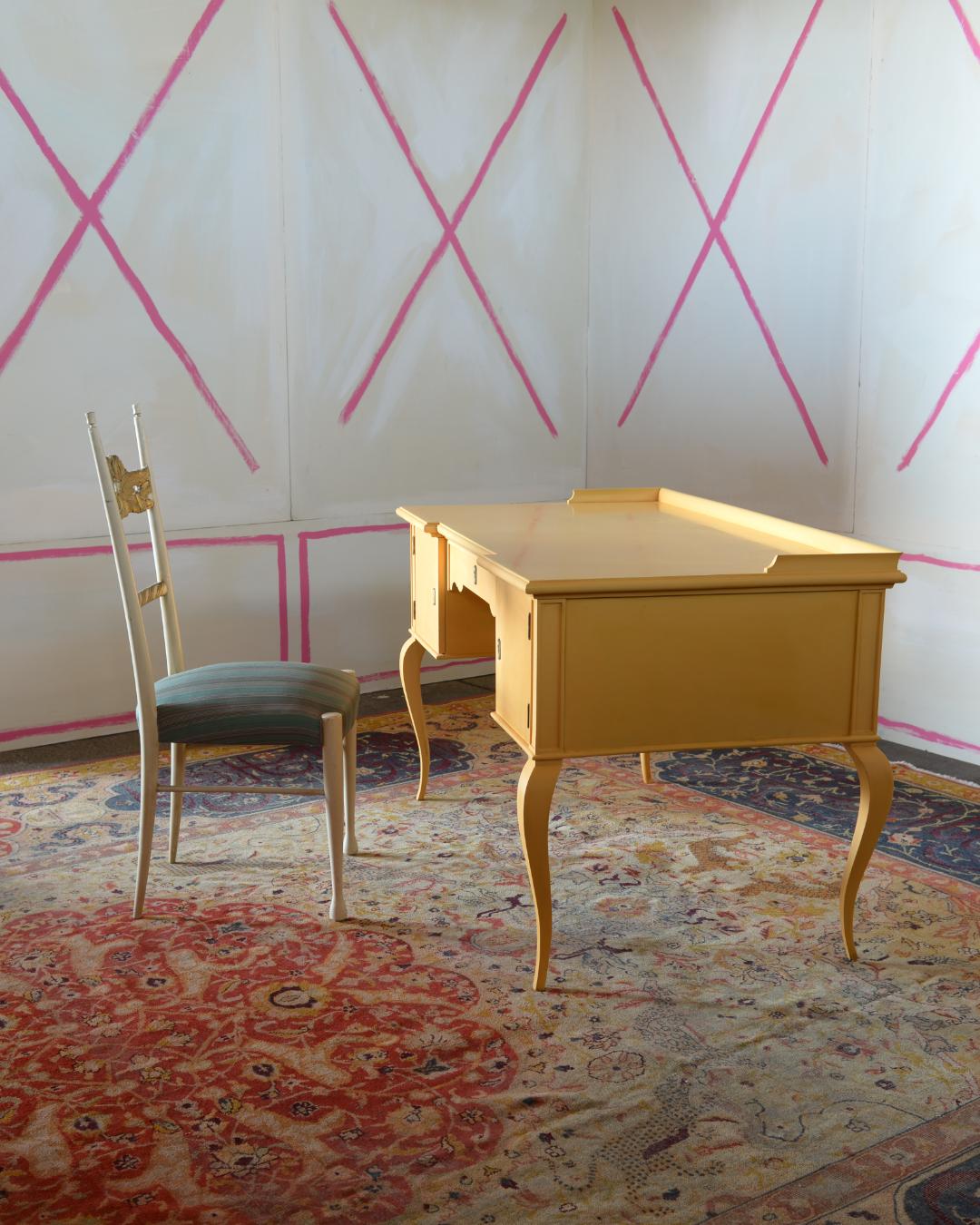 Expressionist Rococo Berlin Deko Bureau-Plat/Desk, Lacquered in Saffron Yellow in vendita 12