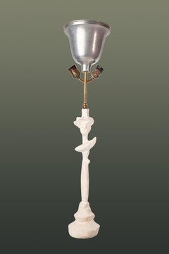 Lampada scultorea in gesso espressionista 'Tête de Femme' di A. Giacometti, Francia