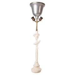 Lampe en plâtre sculpturale expressionniste "Tête de Femme" par A. Giacometti, France